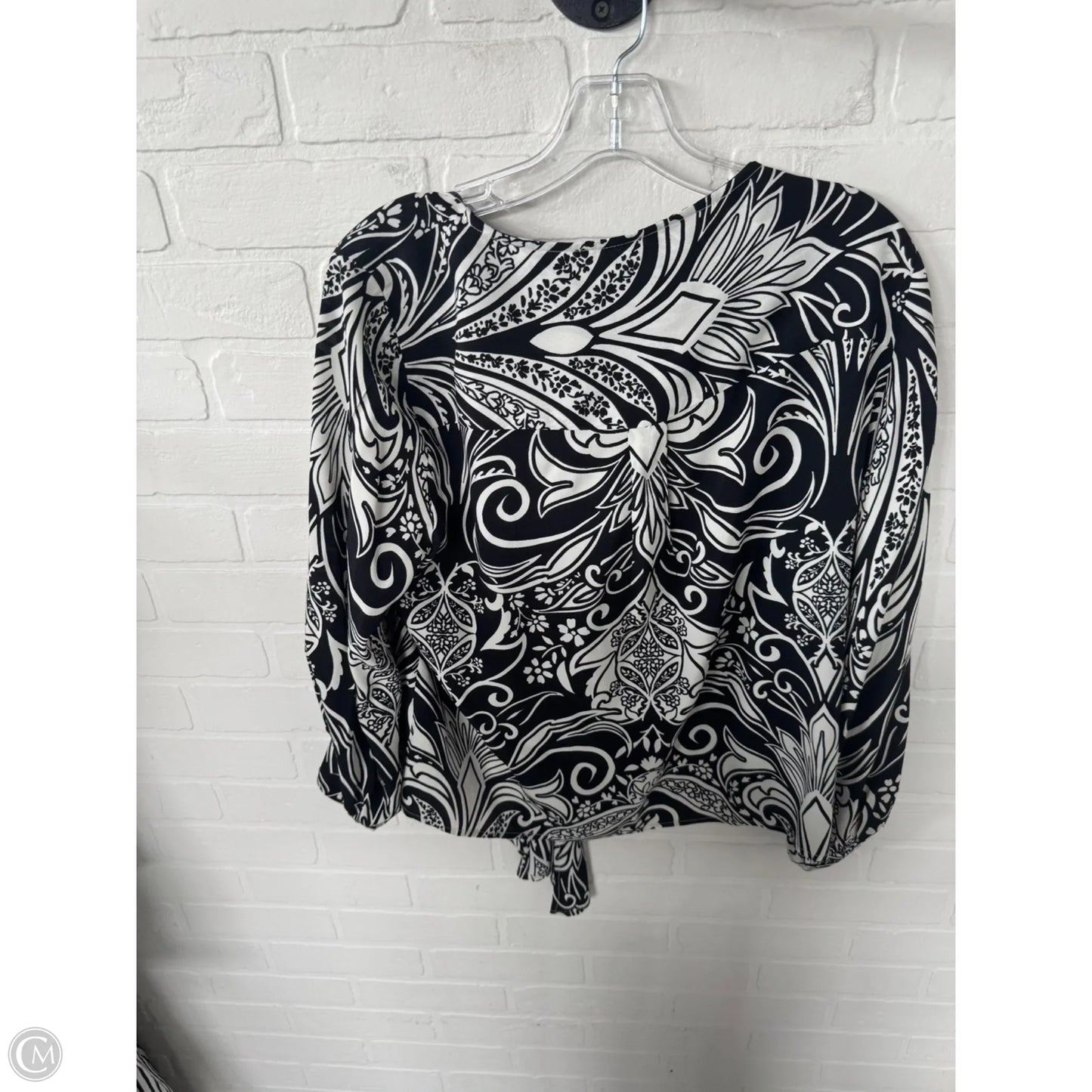Top 3/4 Sleeve By Karen Kane In Black & White, Size: L