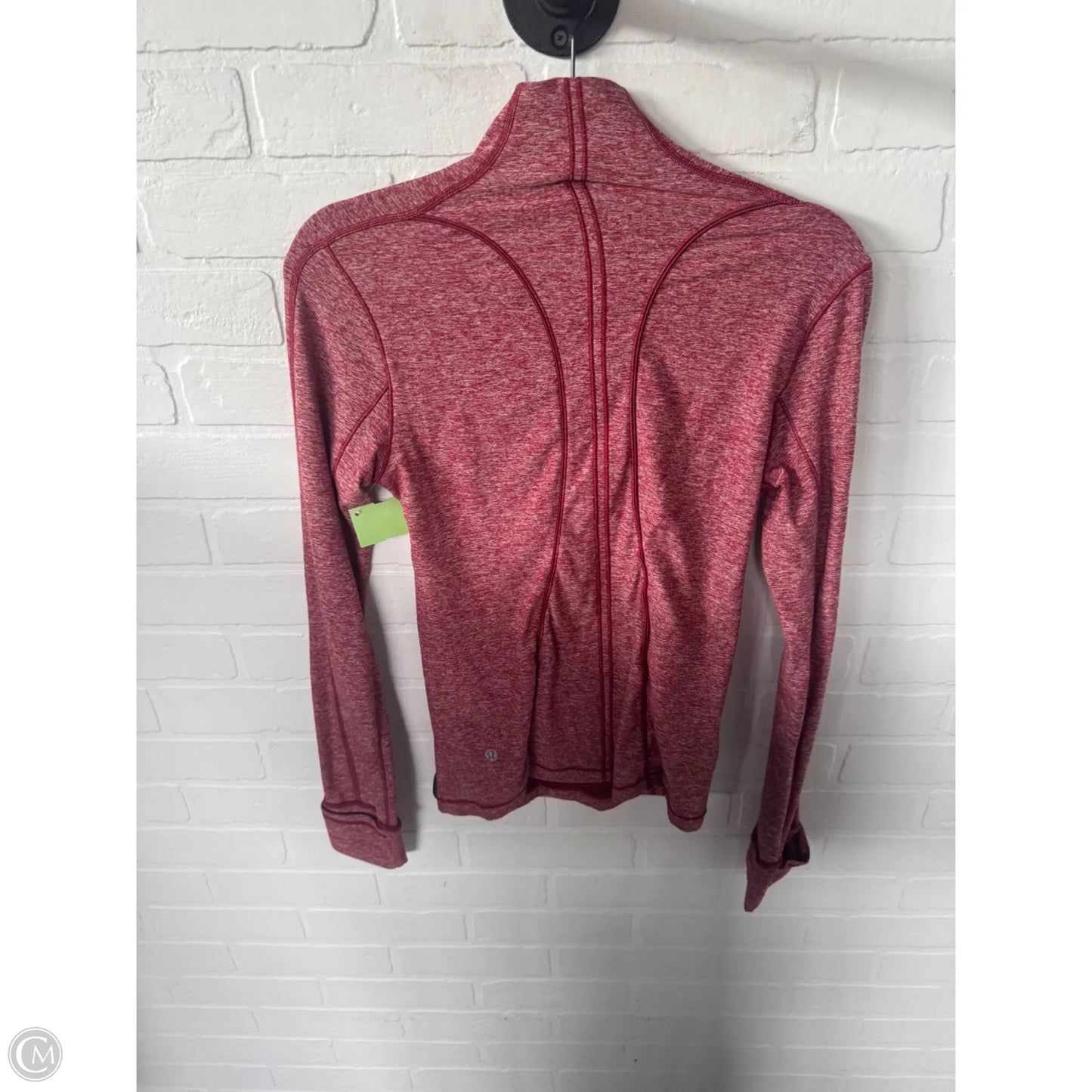 Athletic Top Long Sleeve Collar By Lululemon In Orange, Size: S