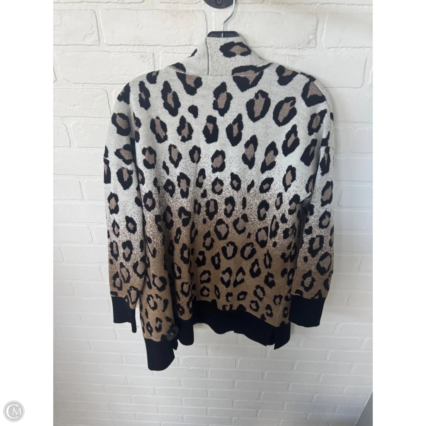 Sweater Cardigan By Ann Taylor In Black & Gold, Size: M