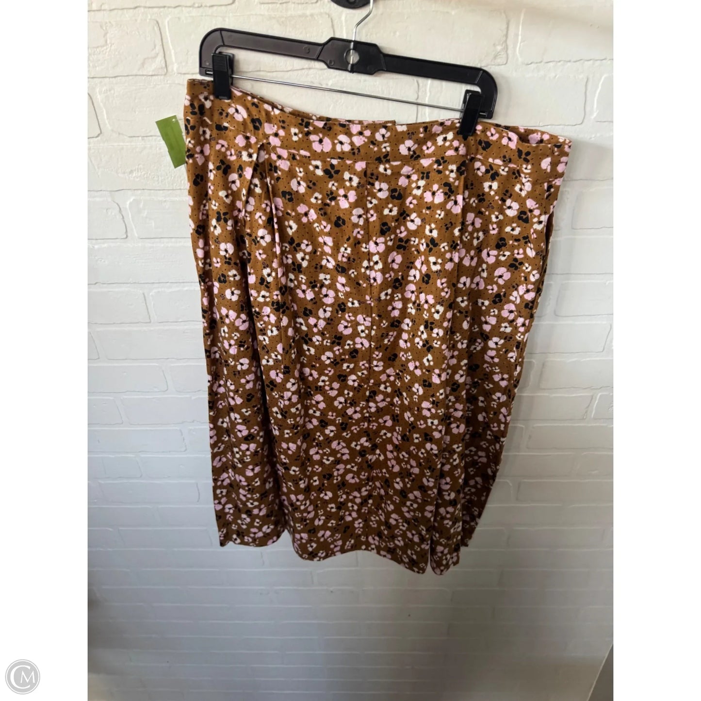 Skirt Midi By Who What Wear In Brown & Pink, Size: 16