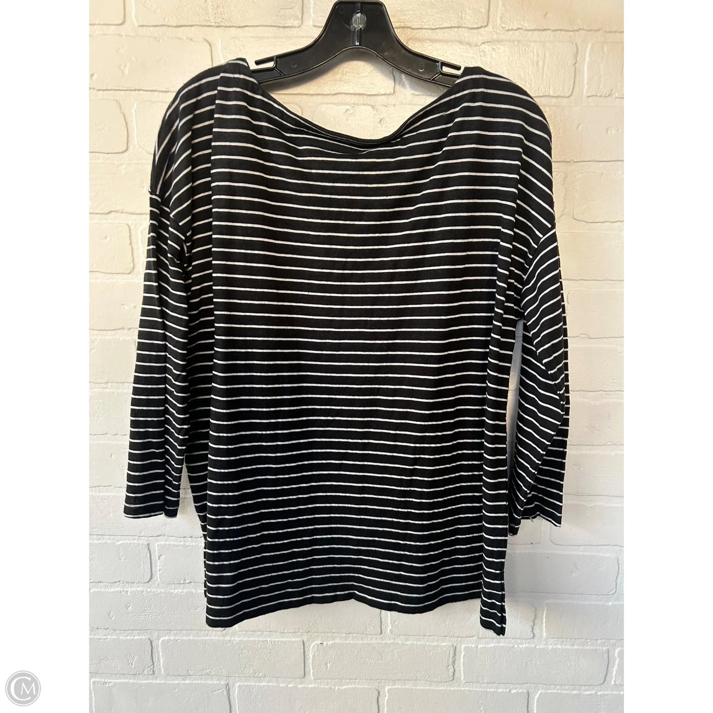 Top 3/4 Sleeve Basic By Eileen Fisher In Black & White, Size: M