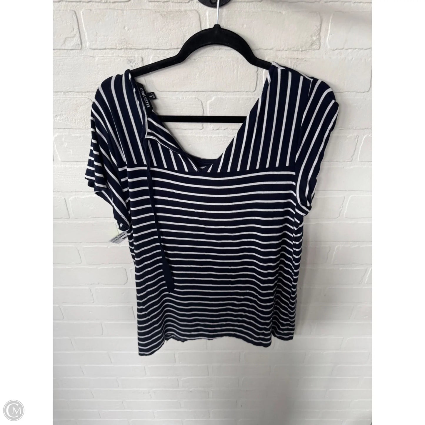 Top Short Sleeve Basic By Ellen Tracy In Blue & White, Size: L