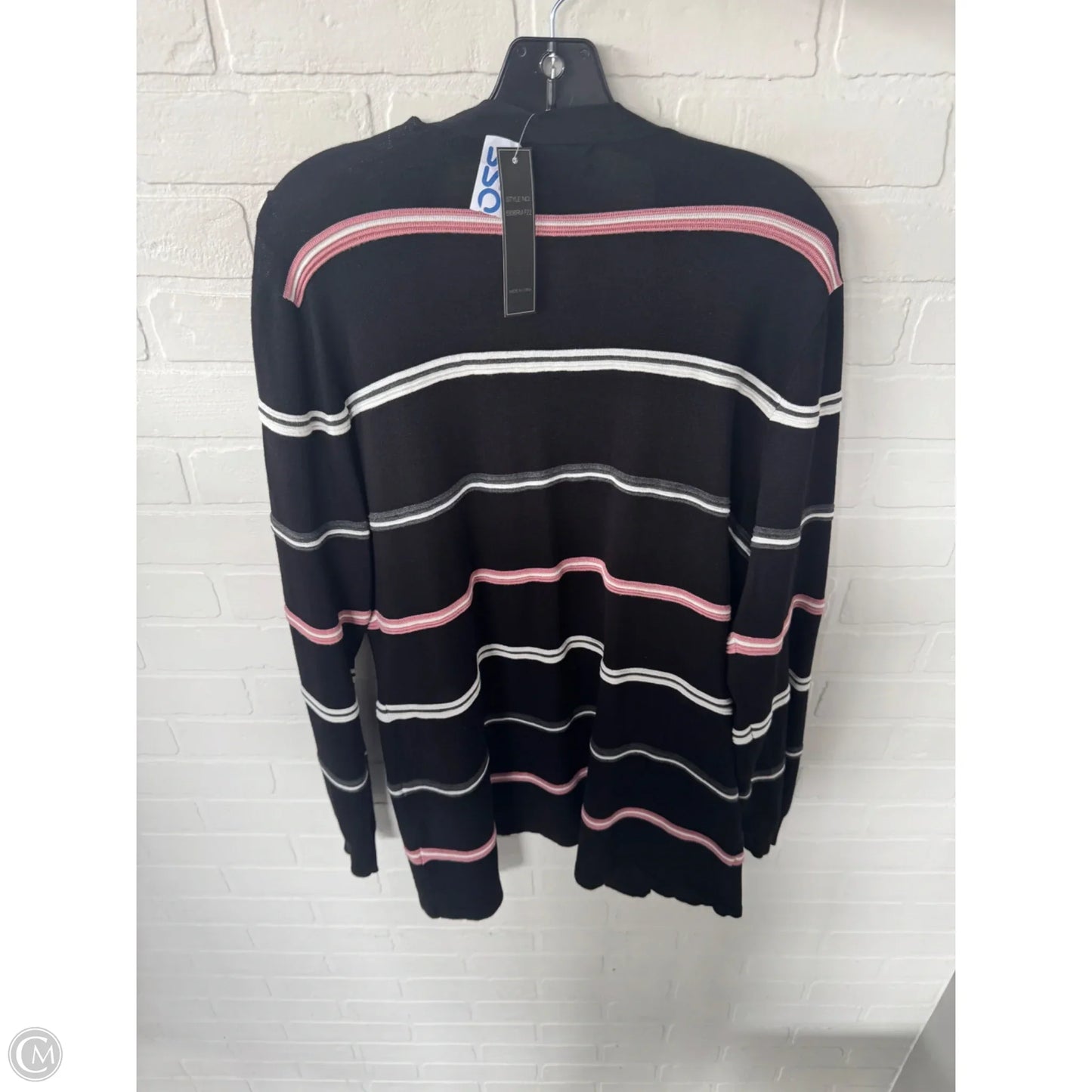 Sweater Cardigan By Clothes Mentor In Black & Pink, Size: L