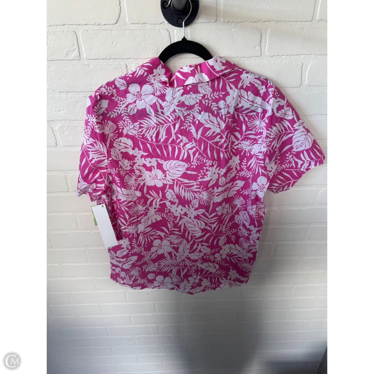 Top Short Sleeve By Blair In Pink & White, Size: L