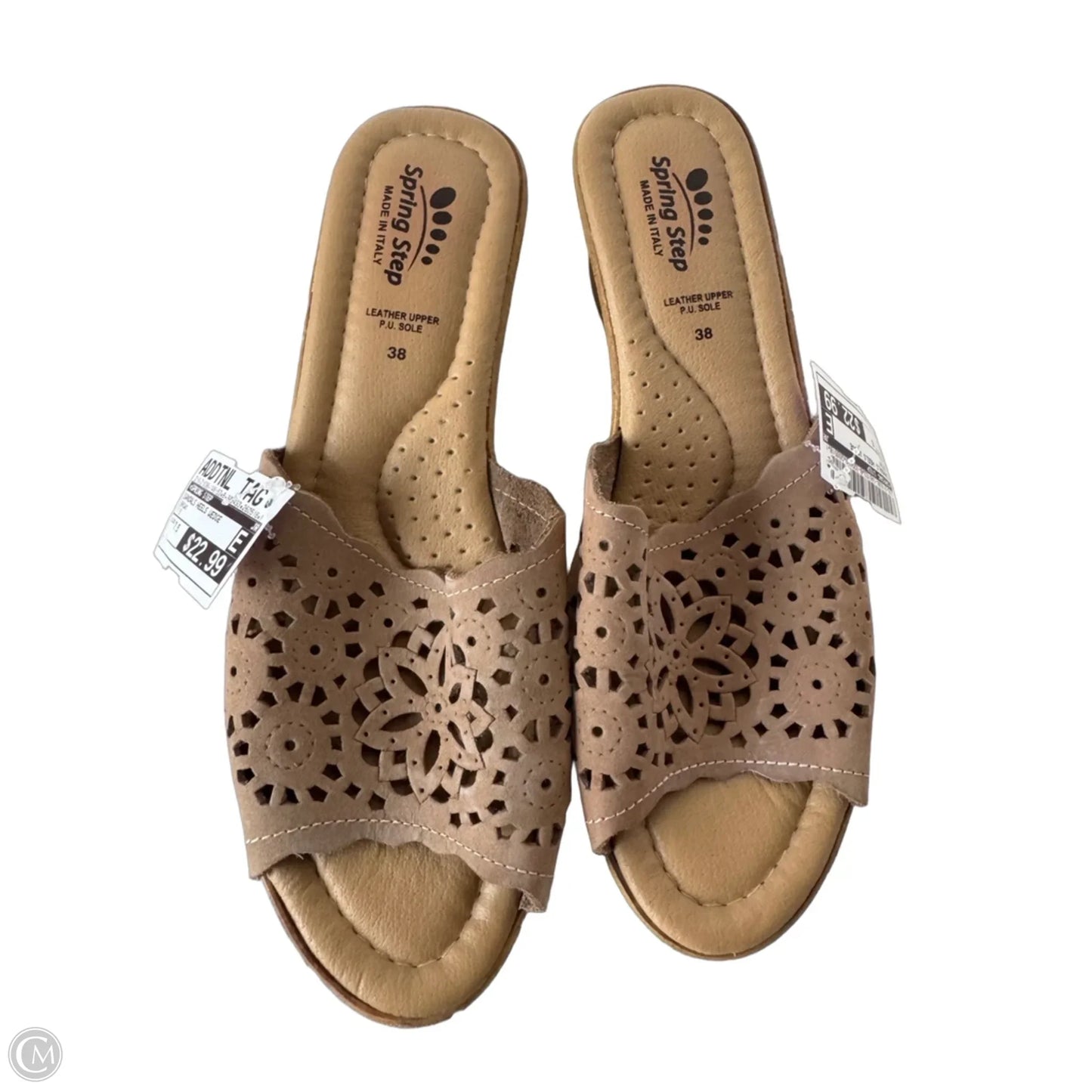 Sandals Heels Wedge By Spring Step In Brown, Size: 7.5