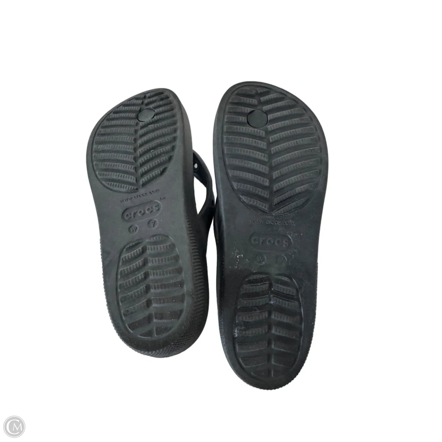 Sandals Flip Flops By Crocs In Black, Size: 7