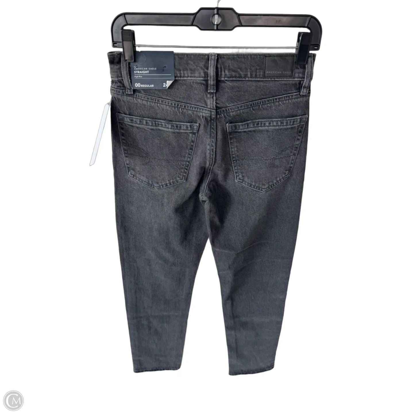Jeans Straight By American Eagle In Black Denim, Size: 0