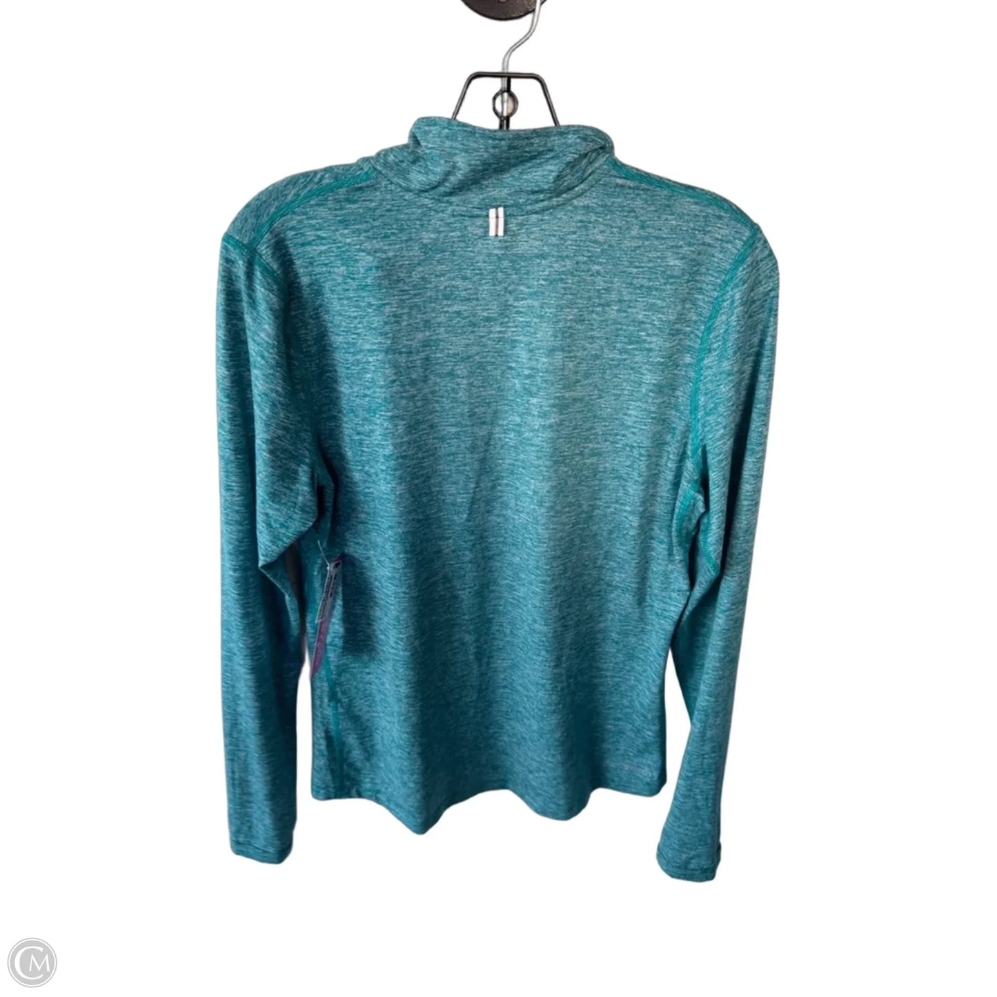 Athletic Top Long Sleeve Collar By Nike Apparel In Blue & White, Size: M