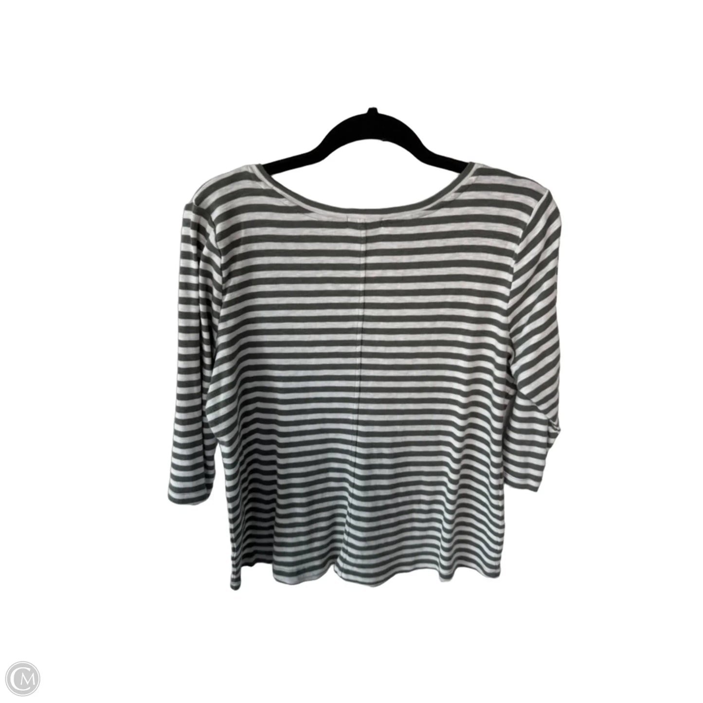 Top 3/4 Sleeve Basic By Nic + Zoe In Green & White, Size: Xxl
