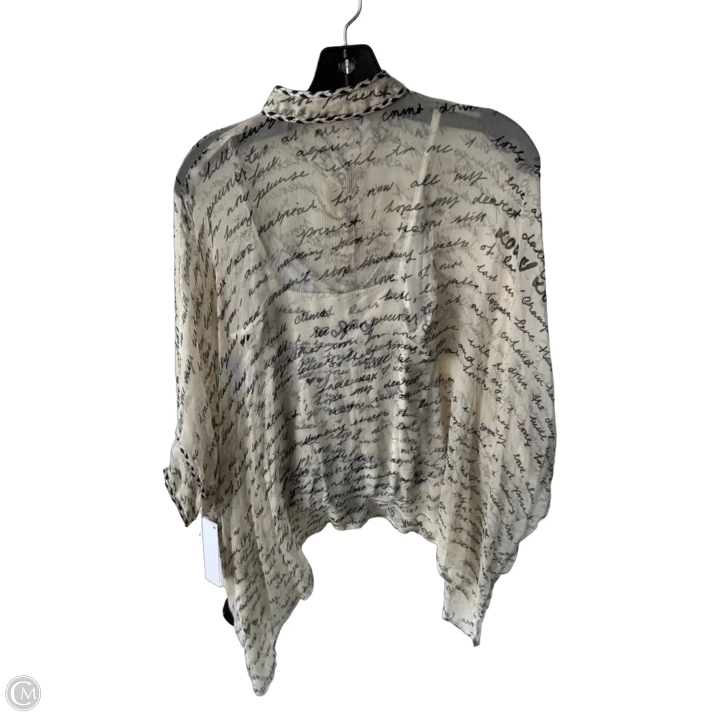 Top 3/4 Sleeve Designer By Johnny Was In Black & Cream, Size: S