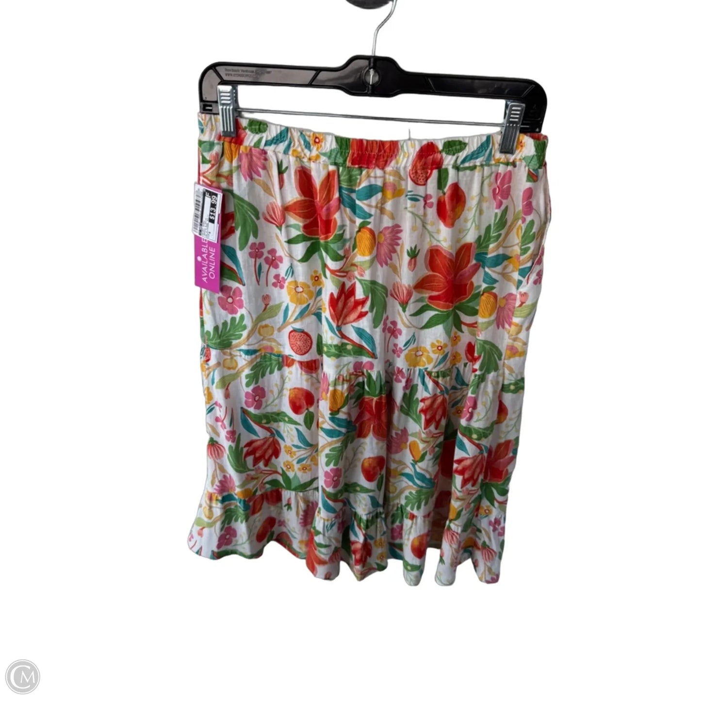 Skirt Midi By C And C In Orange & White, Size: 6