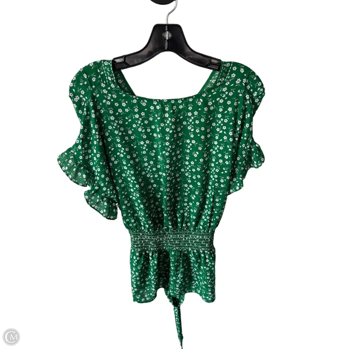Top Short Sleeve By Max Studio In Green & White, Size: M