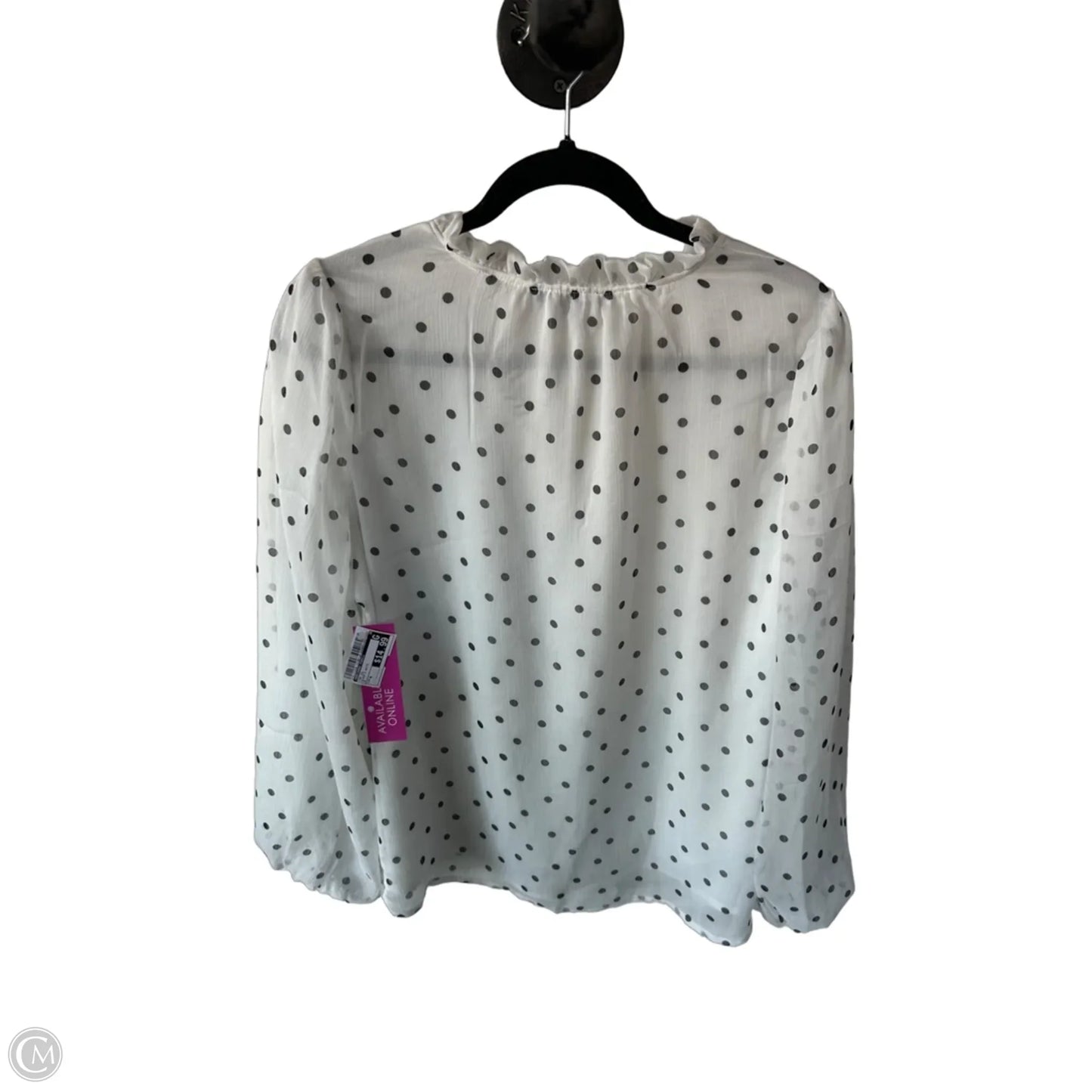 Top Long Sleeve By Adrianna Papell In Black & White, Size: M