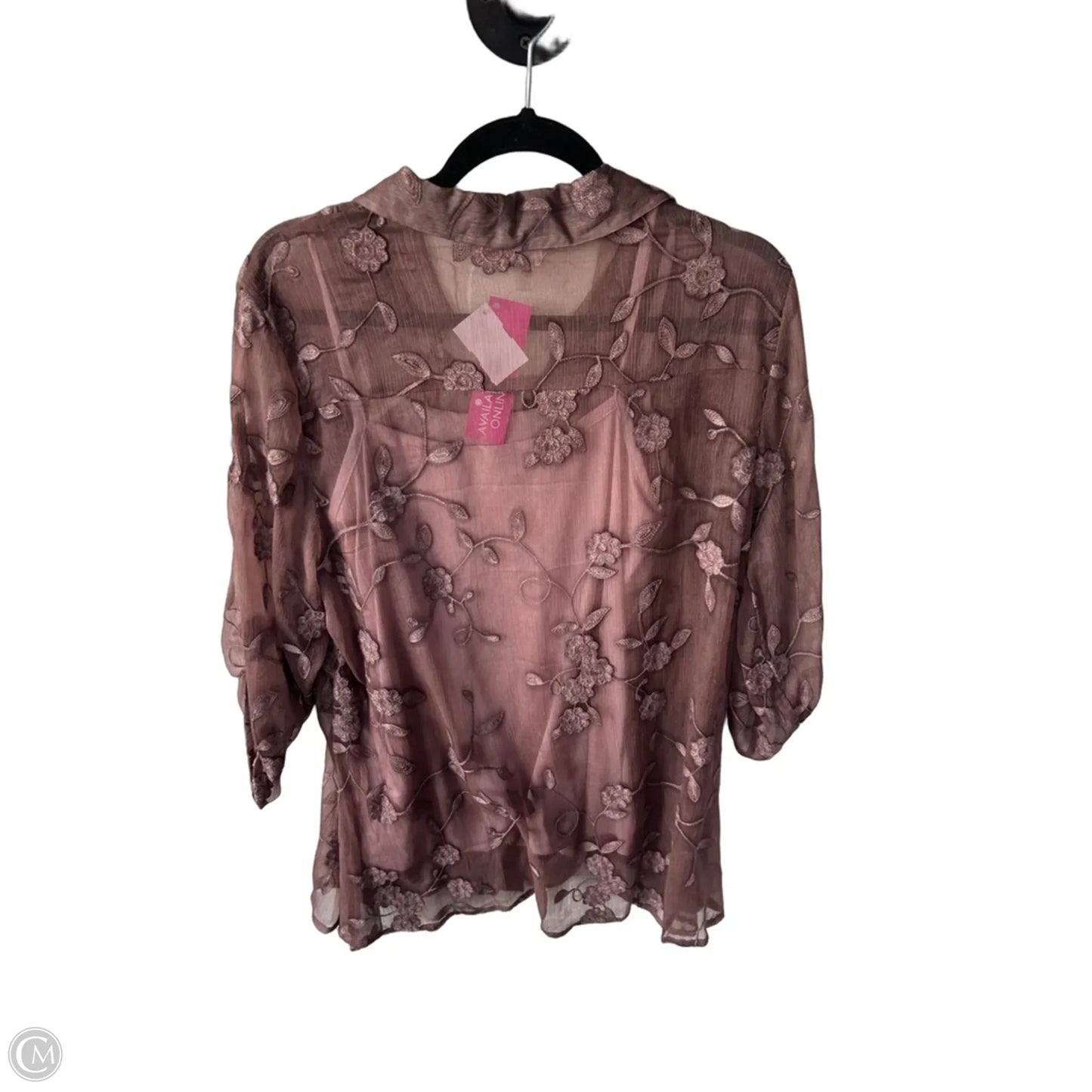 Top 2pc 3/4 Sleeve By Cupio In Brown & Pink, Size: L