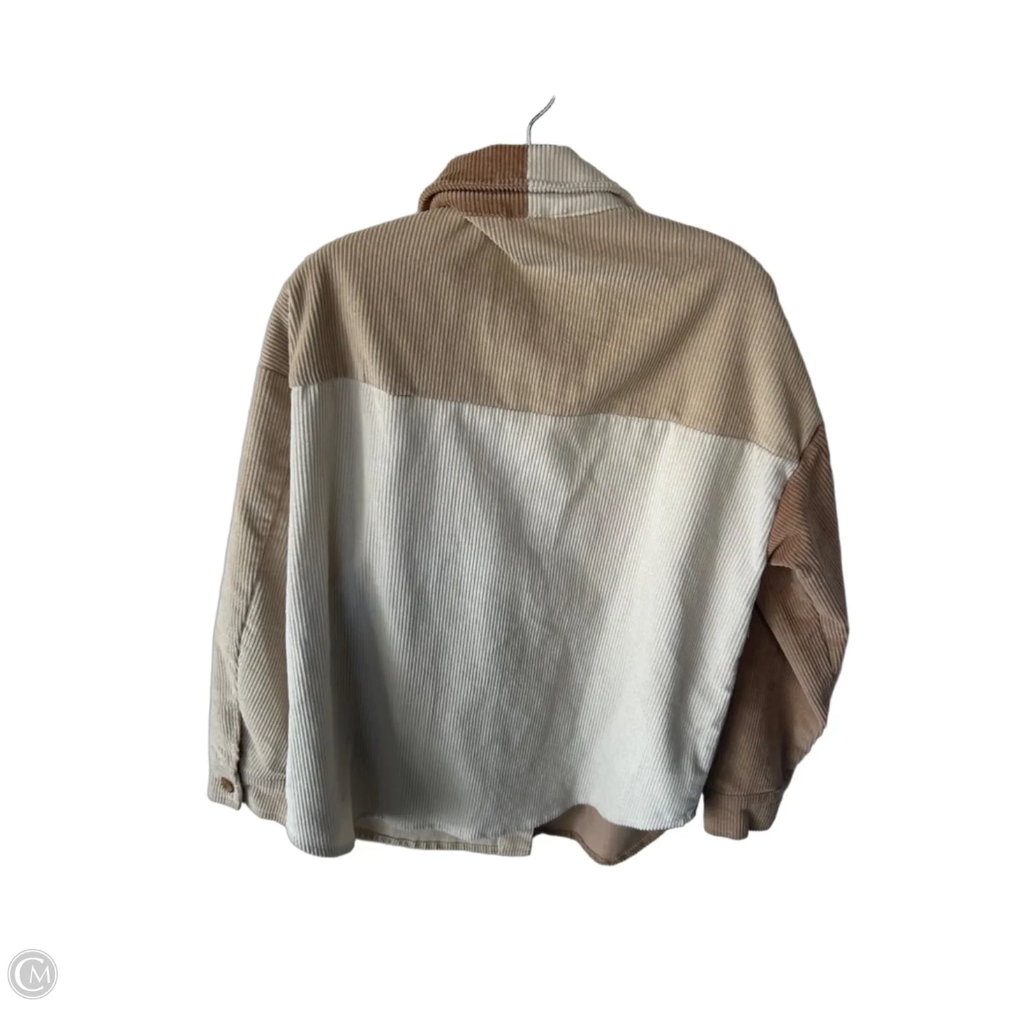Jacket Shirt By Alya In Brown & Cream, Size: M