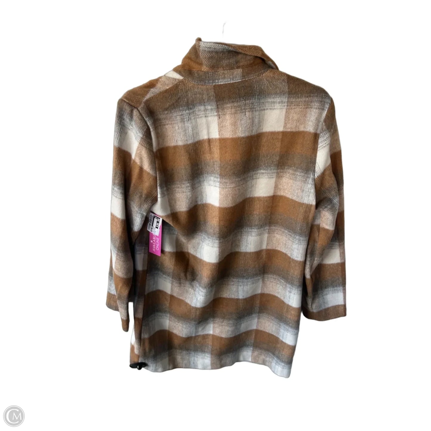 Coat Peacoat By Love Tree In Tan & White, Size: M