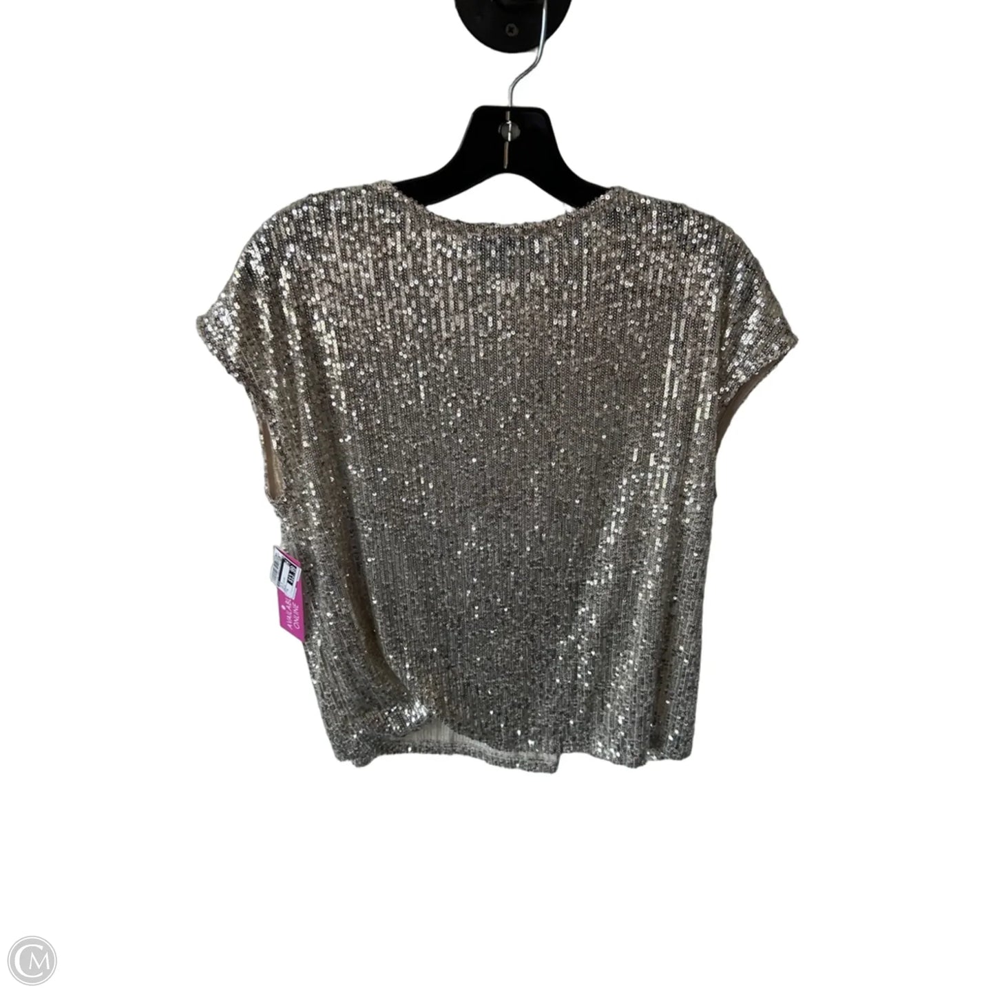 Top Short Sleeve By Cece In Cream & Silver, Size: M