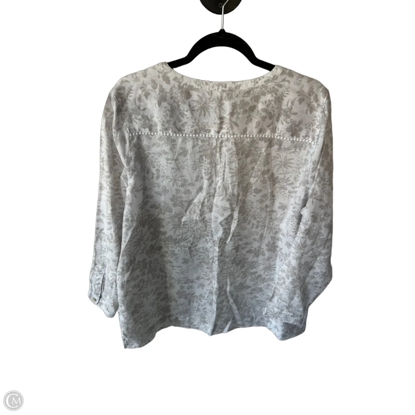 Top Long Sleeve By J. Jill In Grey & White, Size: L