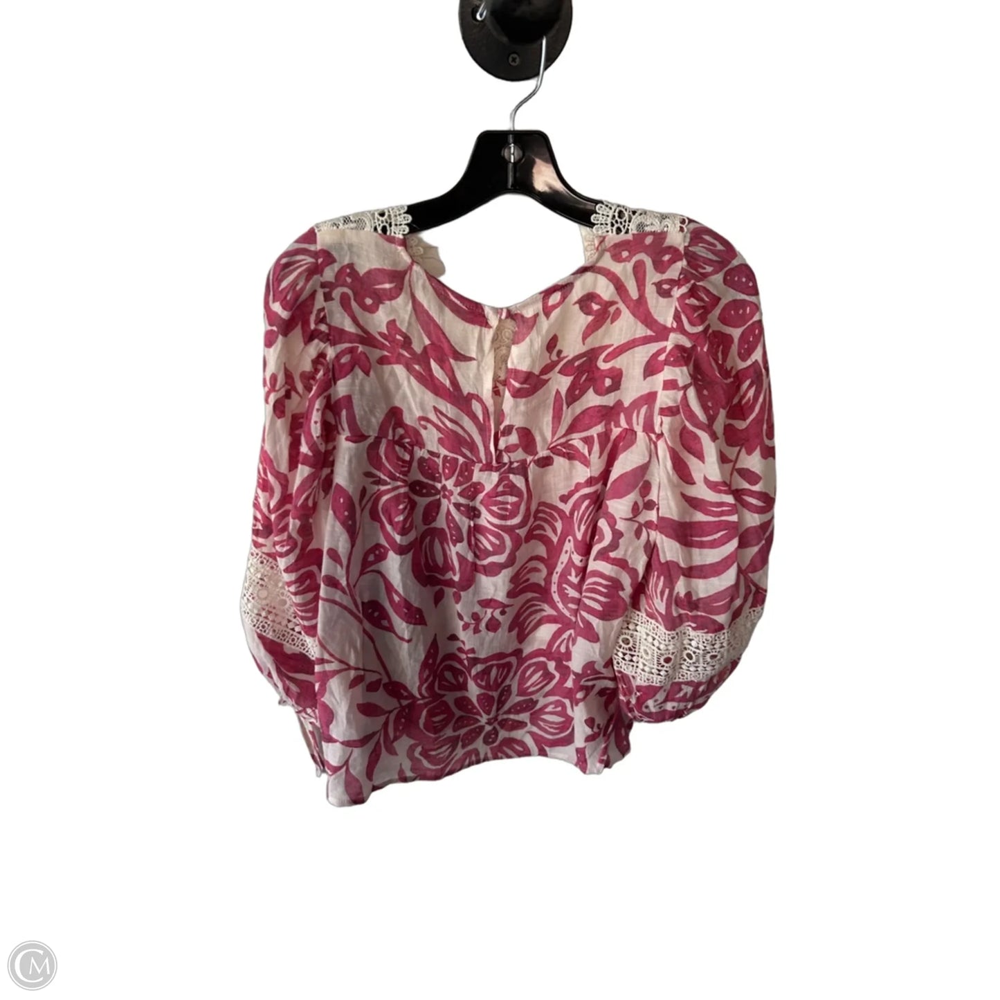 Top Long Sleeve By Zac And Rachel In Cream & Pink, Size: M