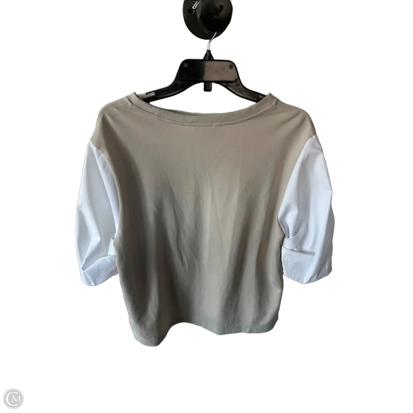 Top 3/4 Sleeve By Athleta In Tan & White, Size: S