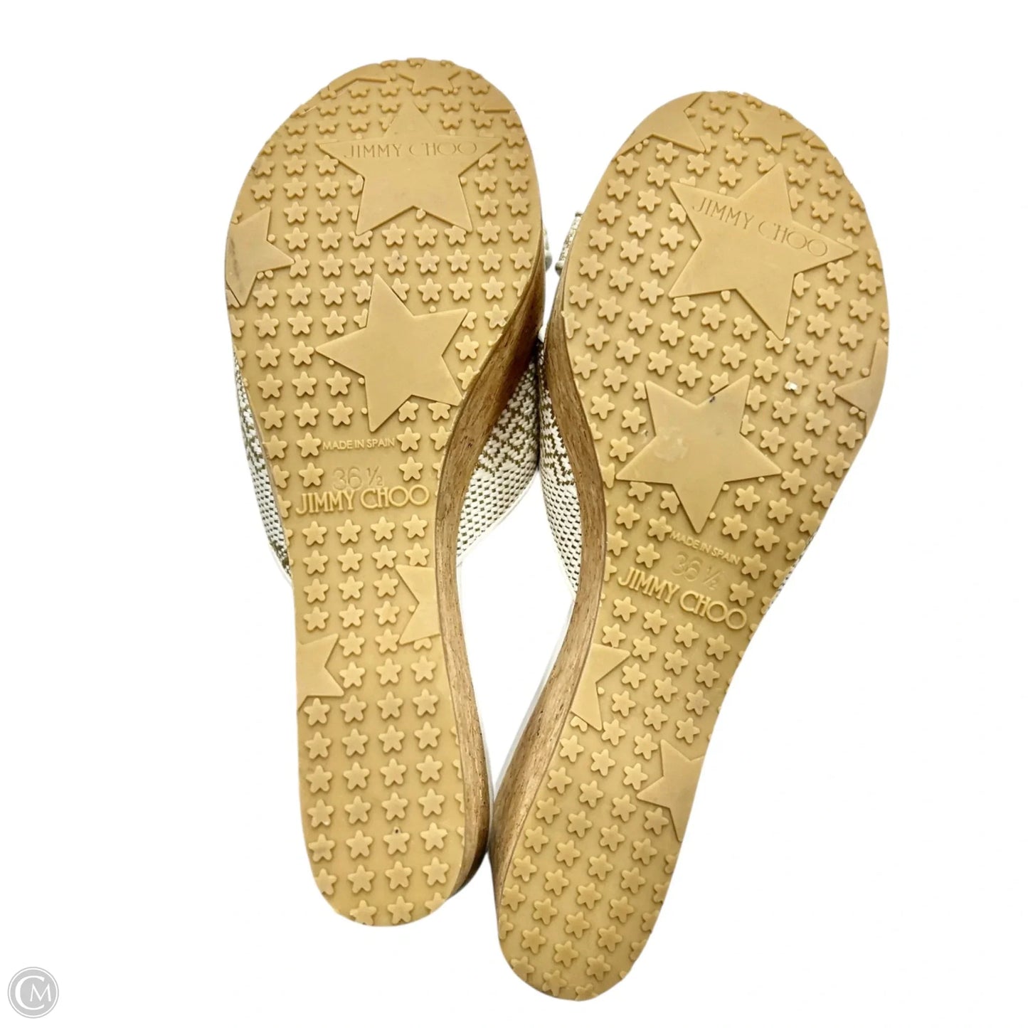 Sandals Luxury Designer By Jimmy Choo In White, Size: 6.5