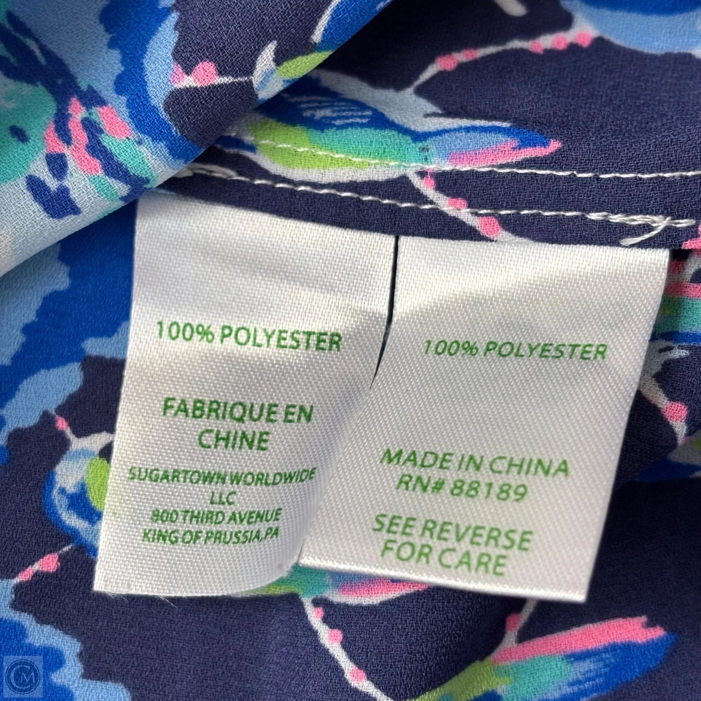 Top Long Sleeve Designer By Lilly Pulitzer In Blue & Green, Size: S