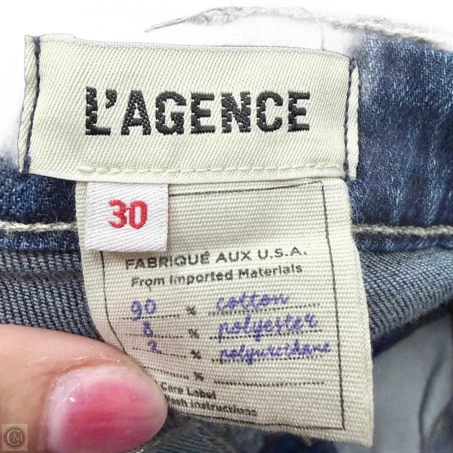 Jeans Straight By L Agence In Blue Denim, Size: 10