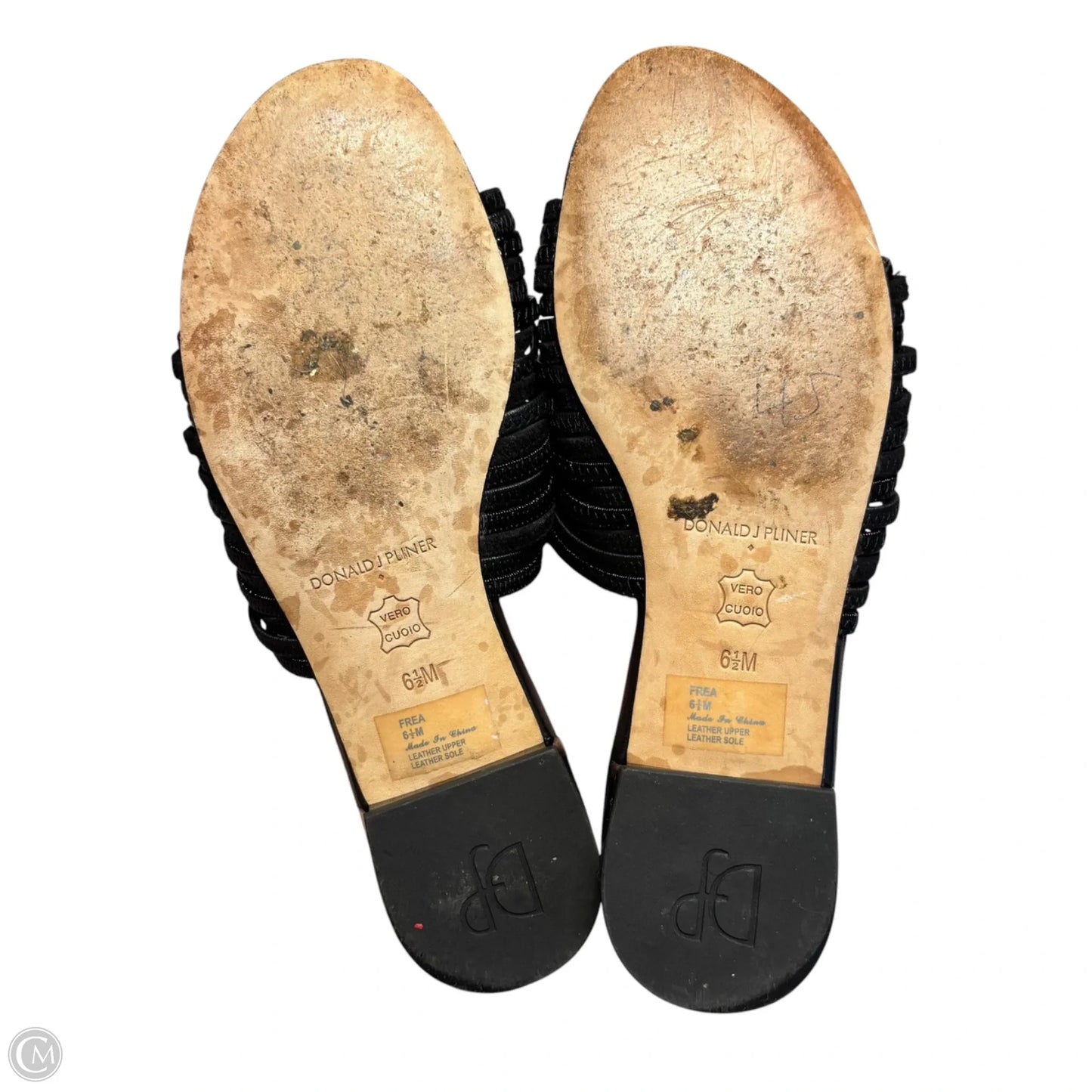 Sandals Flats By Donald Pliner In Black, Size: 6.5