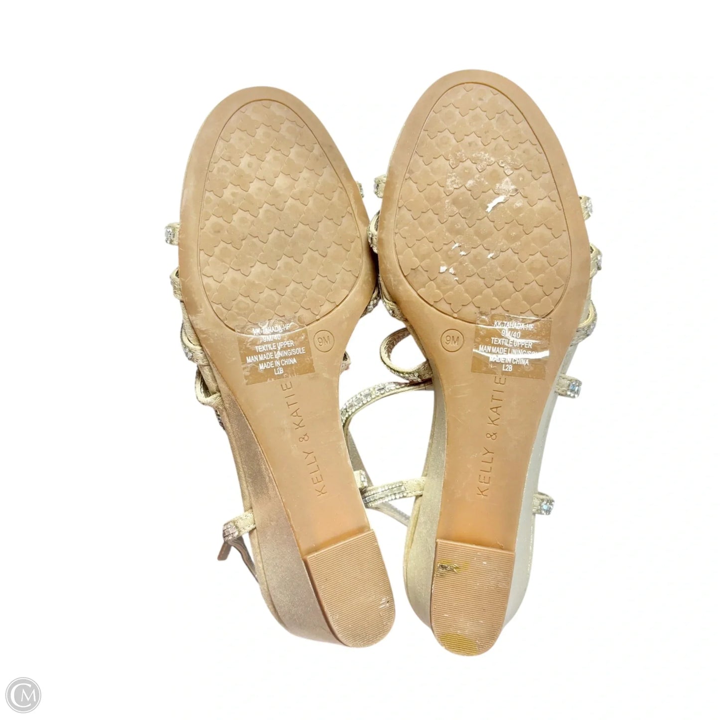 Sandals Heels Wedge By Kelly And Katie In Gold & Silver, Size: 9