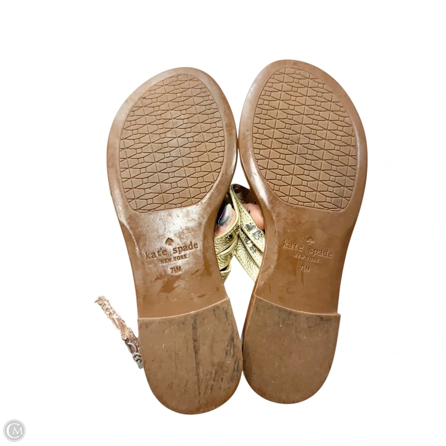 Sandals Designer By Kate Spade In Brown & Gold, Size: 7.5