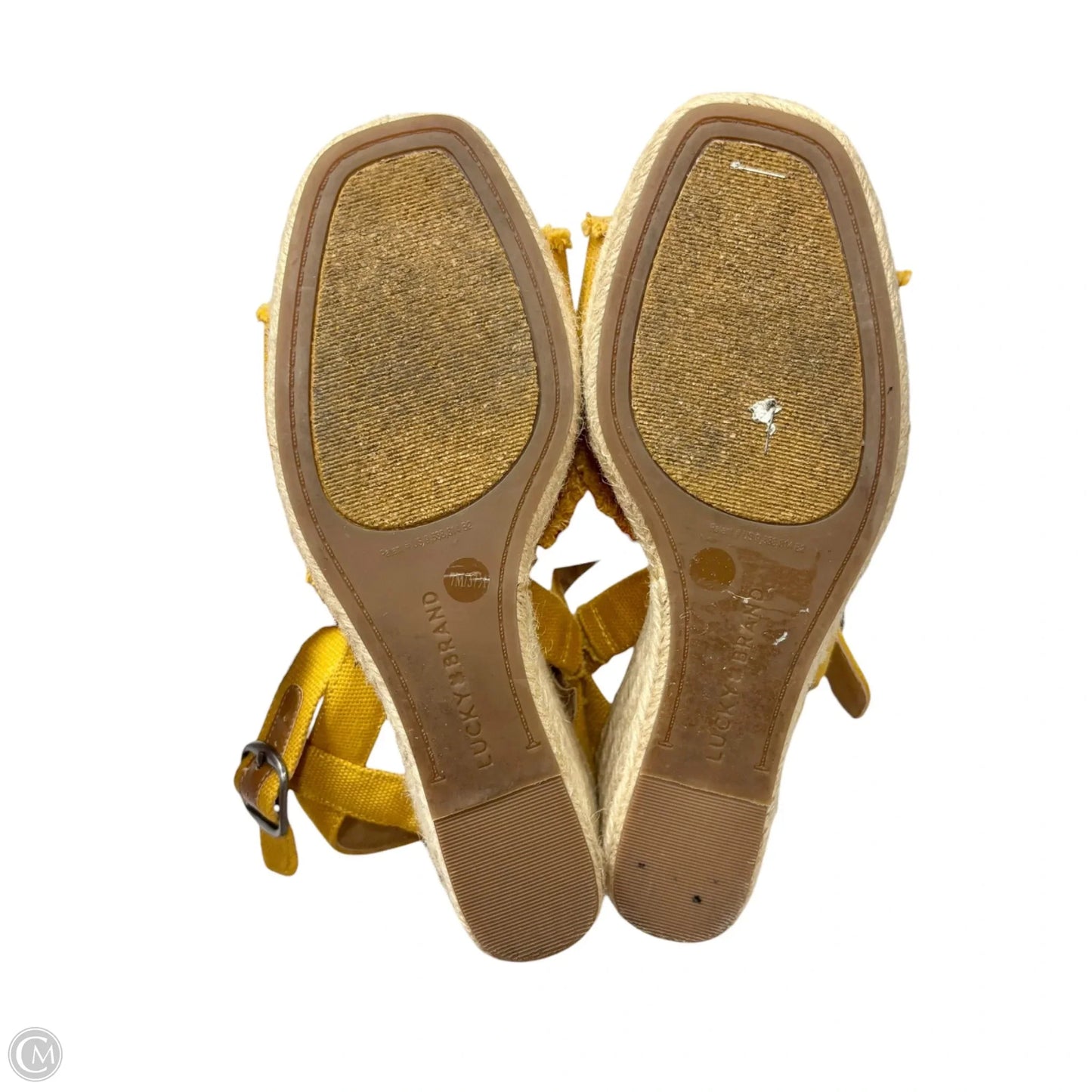 Sandals Heels Wedge By Lucky Brand In Yellow, Size: 7