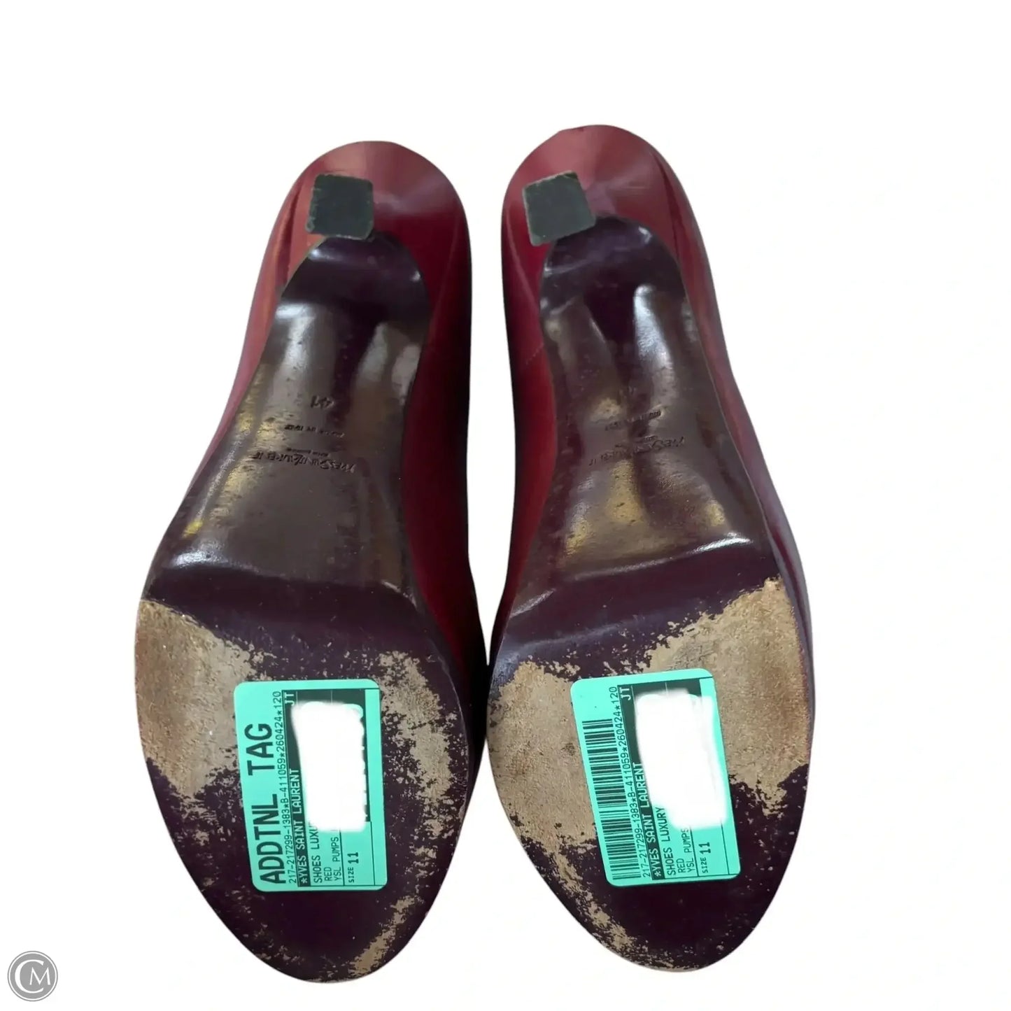 Shoes Luxury Designer By Yves Saint Laurent In Red, Size: 11