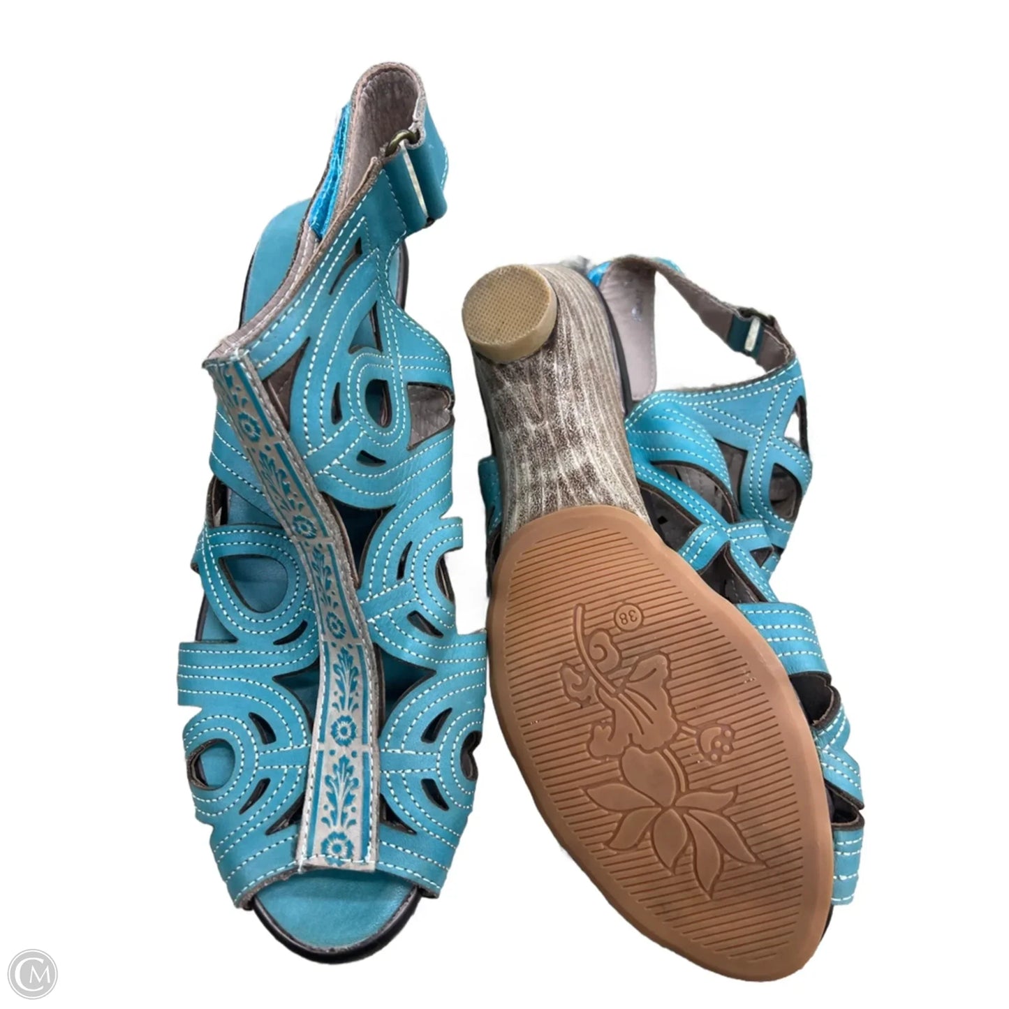 Sandals Flats By Clothes Mentor In Aqua, Size: 8