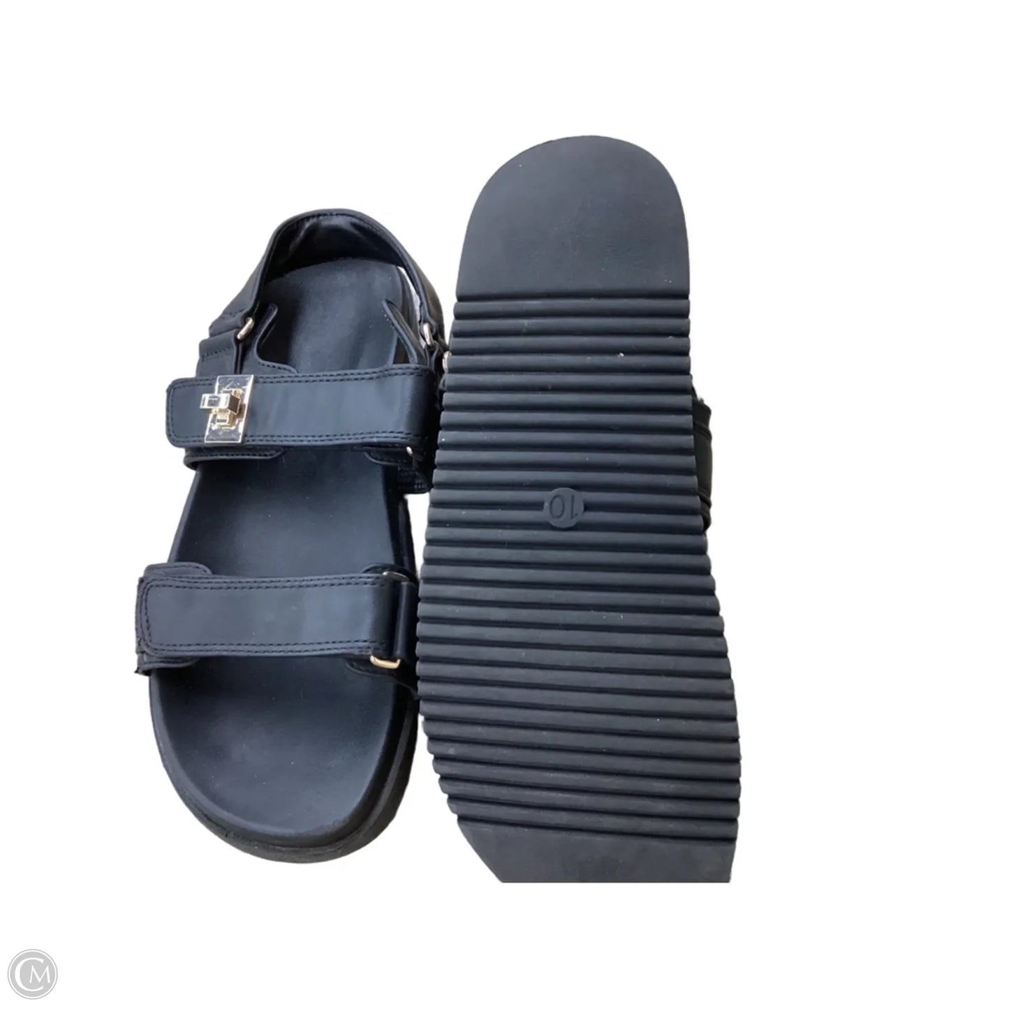 Sandals Flats By Clothes Mentor In Black, Size: 10