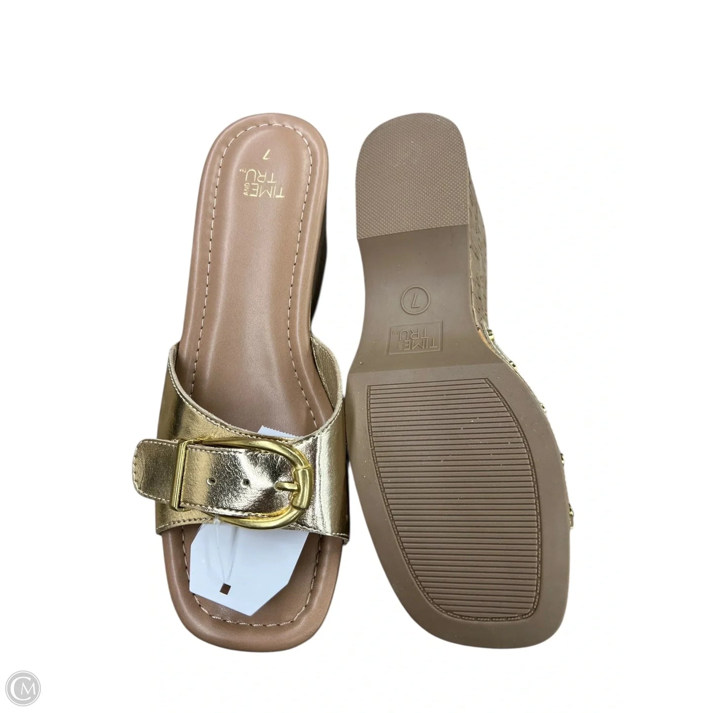 Sandals Heels Platform By Time And Tru In Gold