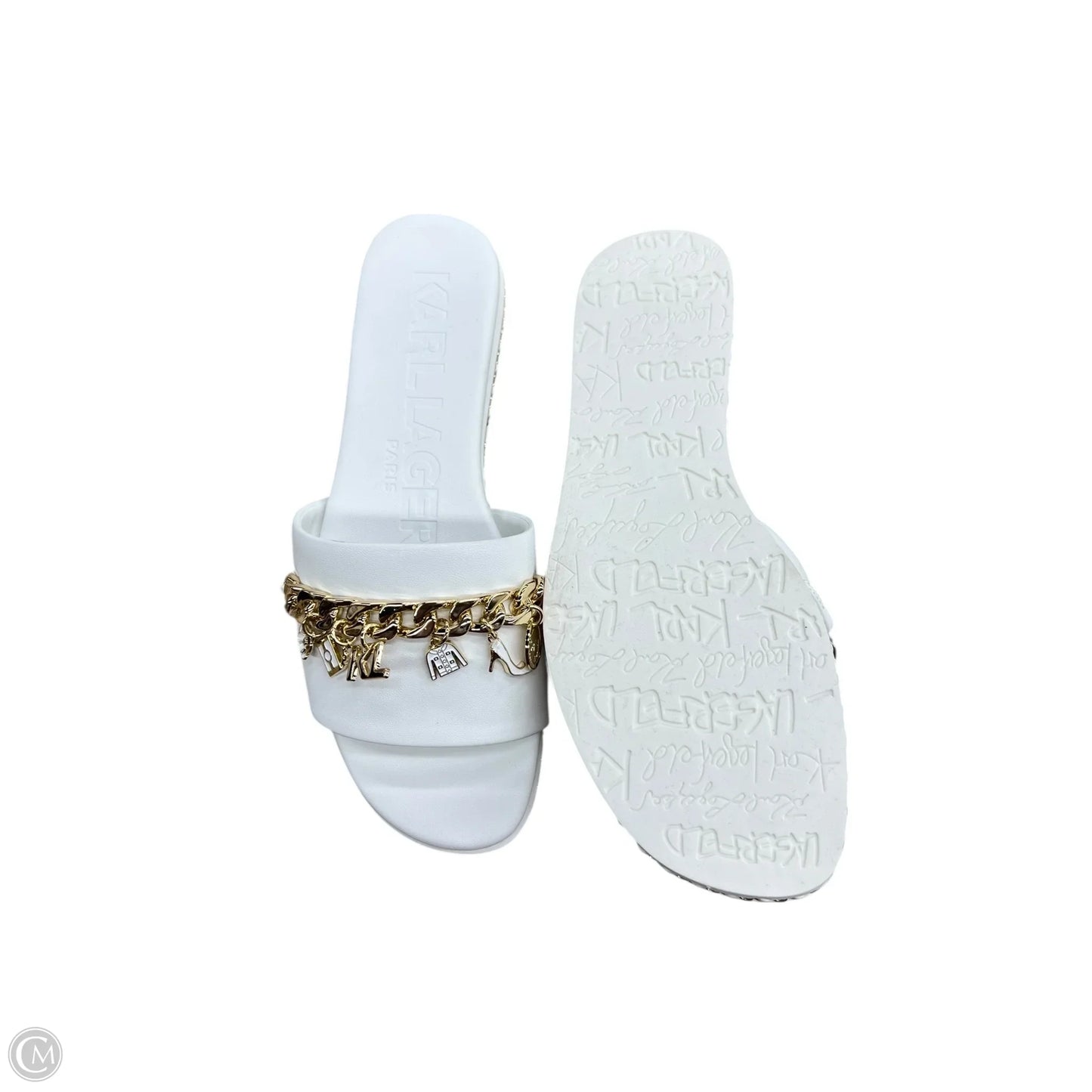 Sandals Designer By Karl Lagerfeld In White, Size: 7