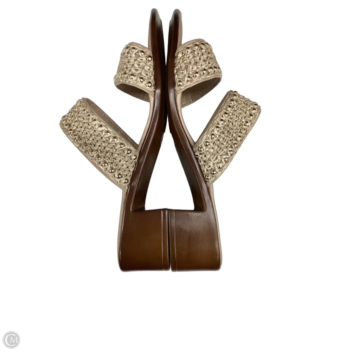 Sandals Heels Block By Italian Shoemakers In Beige, Size: 9