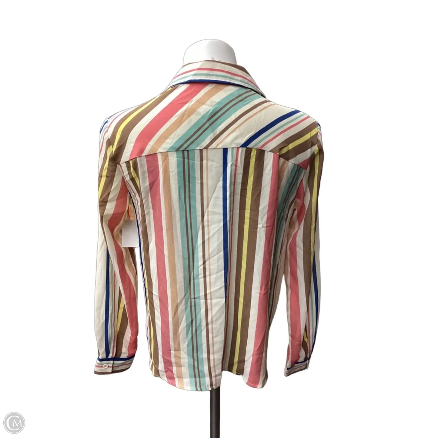 Blouse Long Sleeve By L Love In Striped Pattern, Size: S