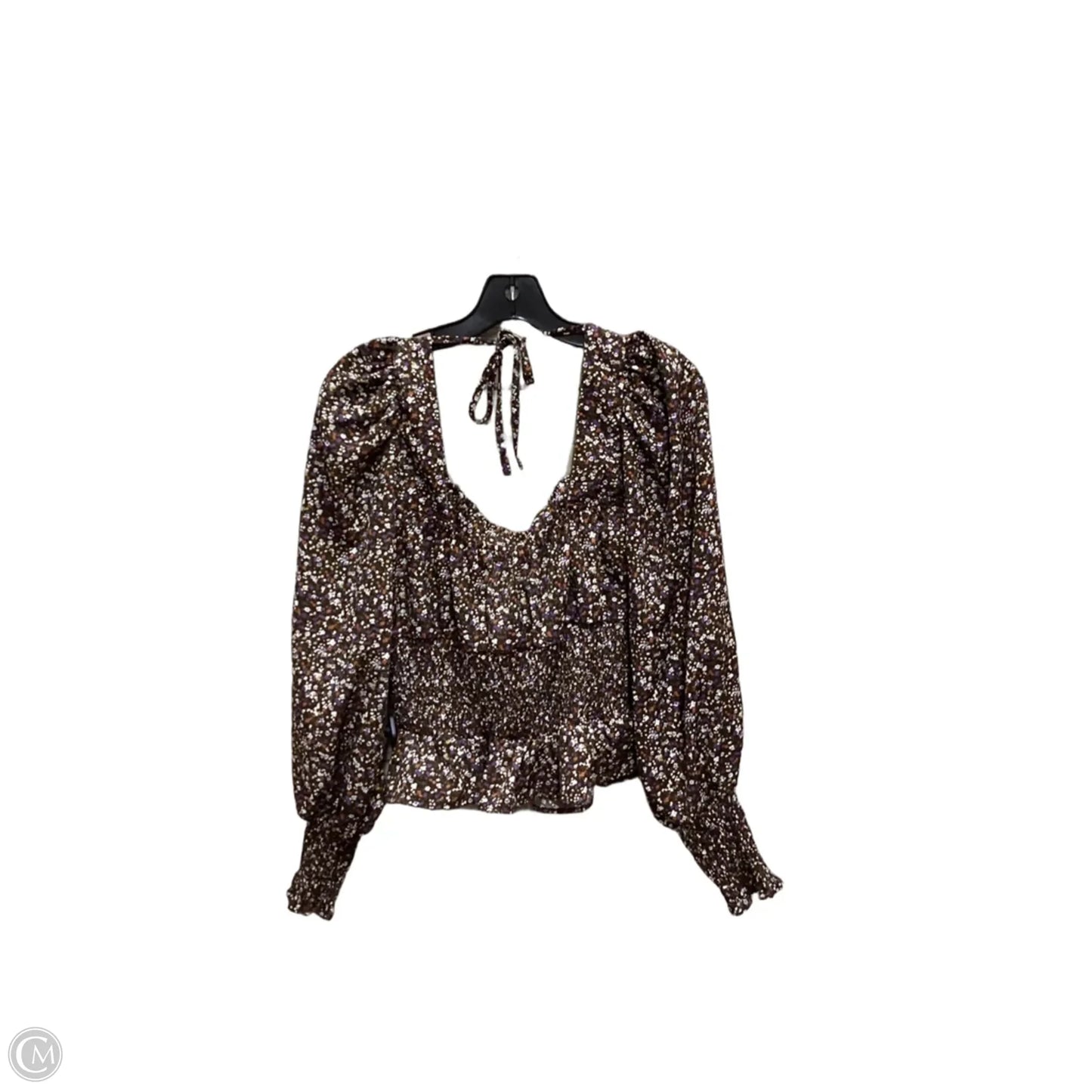 Top Long Sleeve By She + Sky In Brown, Size: L