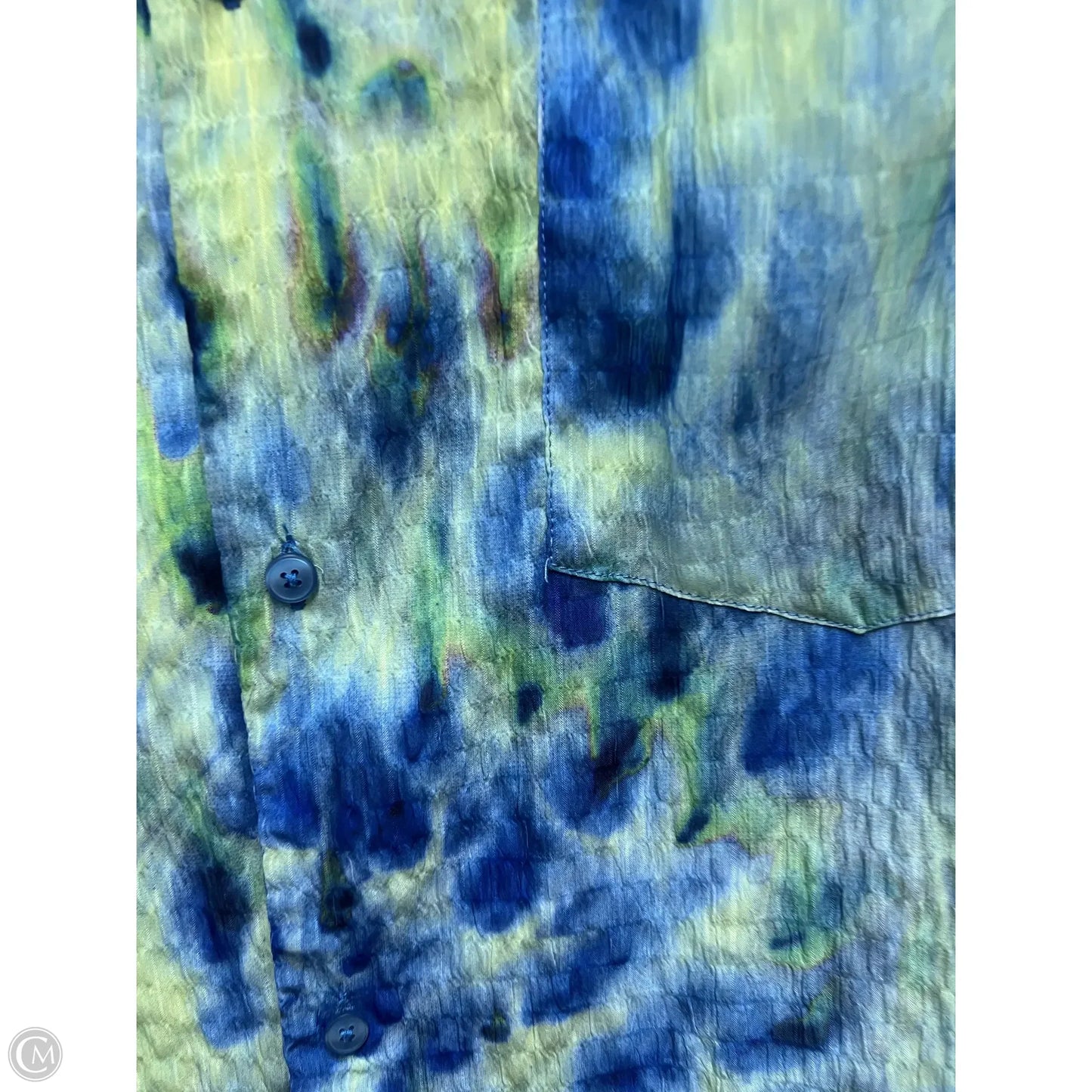 Blouse Short Sleeve By Zara In Blue & Green, Size: M