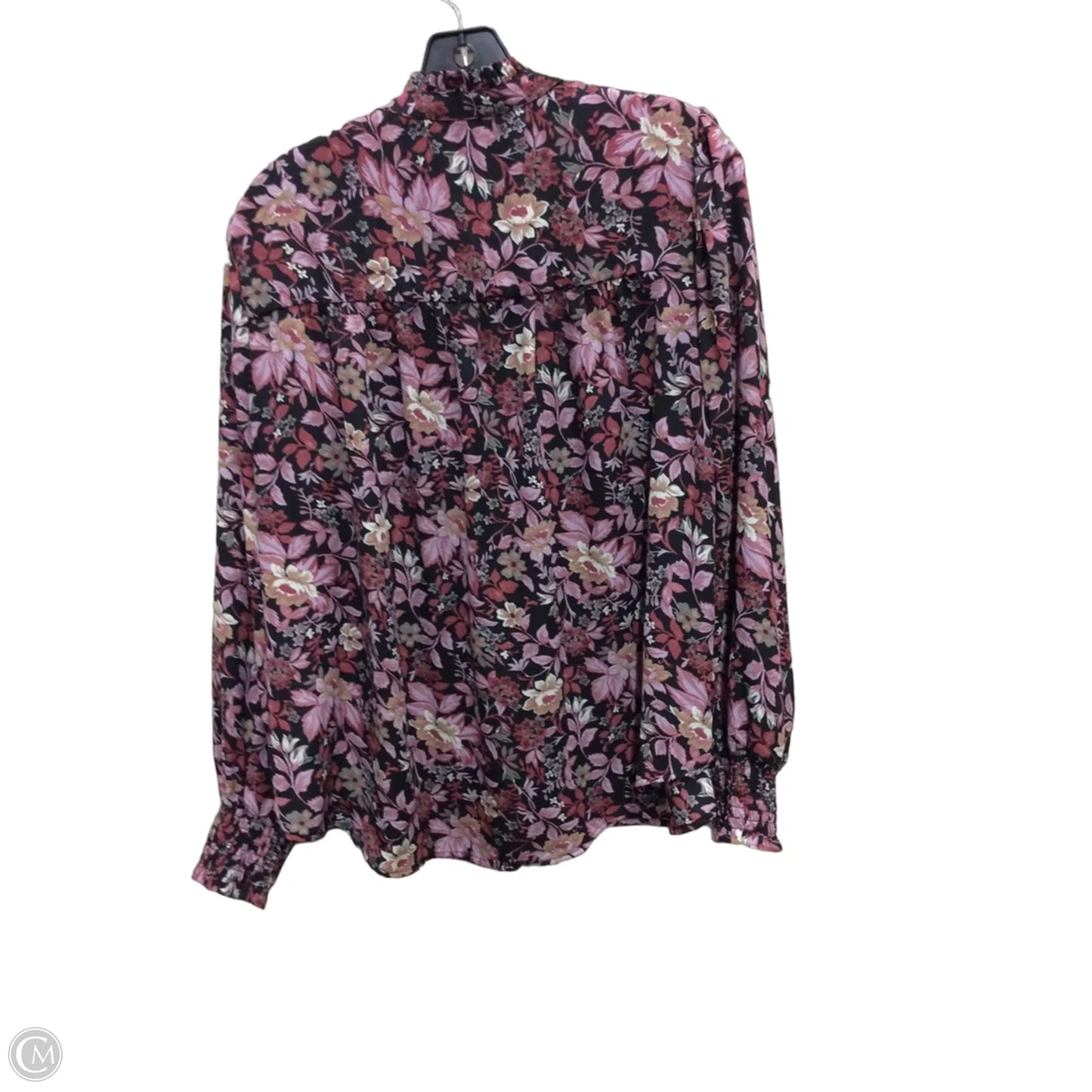 Blouse Long Sleeve By Dex In Black & Purple, Size: 1x