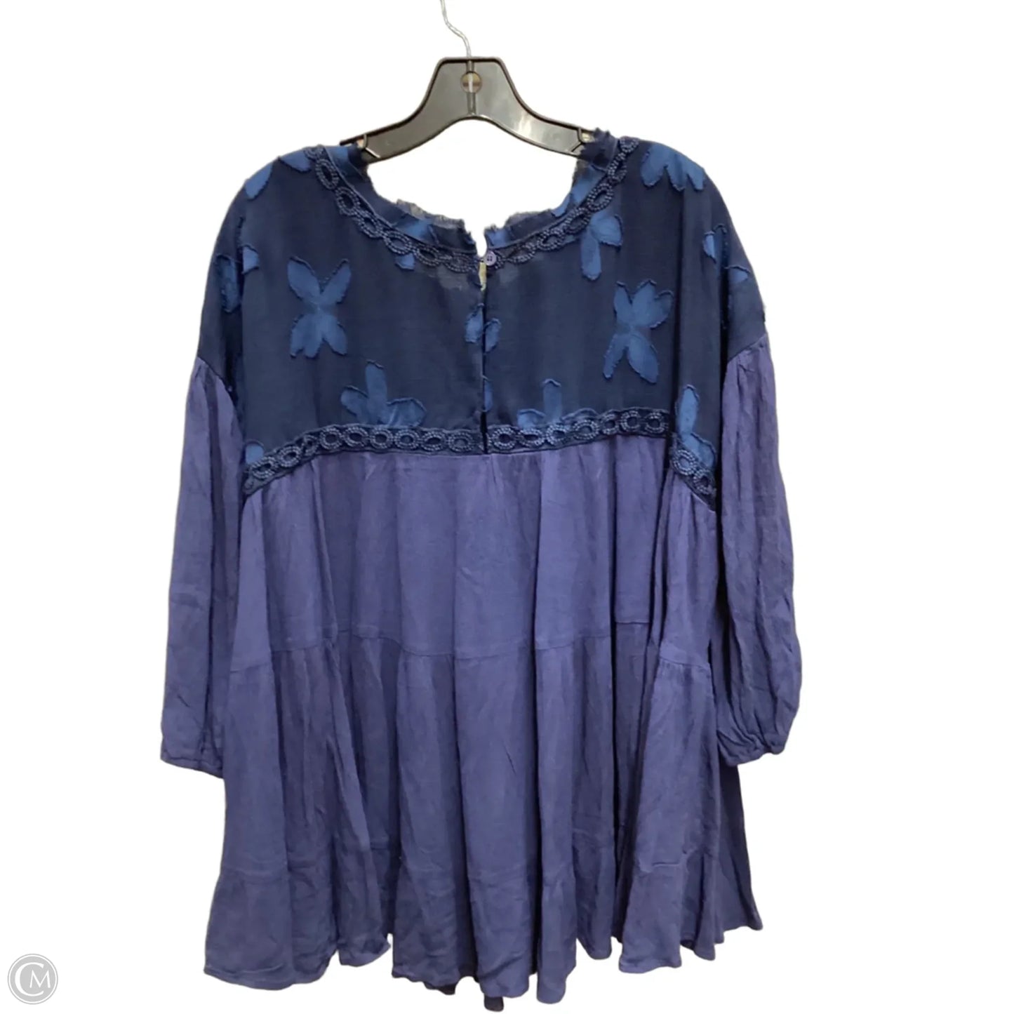Blouse Long Sleeve By Davi & Dani In Navy, Size: 2x