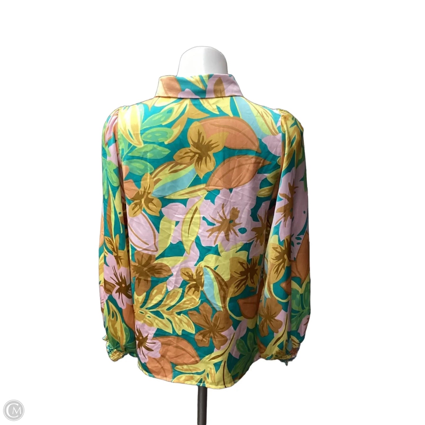 Blouse Long Sleeve By Pink Lily In Floral Print, Size: S