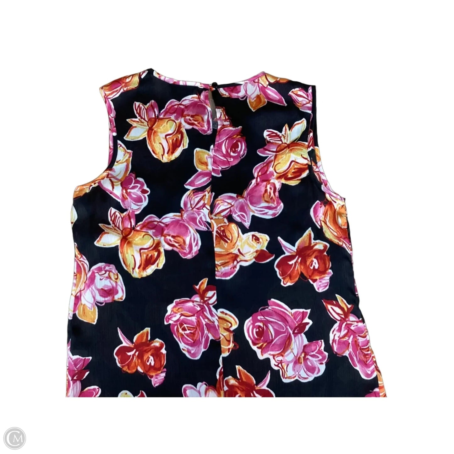 Blouse Sleeveless By Tahari In Black & Orange, Size: S