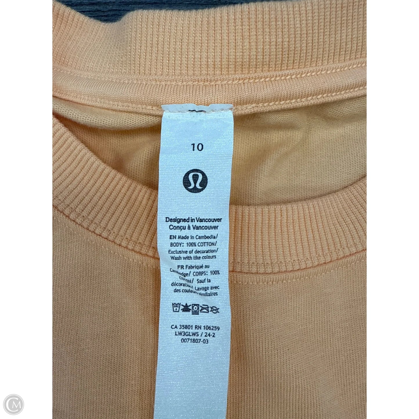 Athletic Top Short Sleeve By Lululemon In Orange, Size: 10
