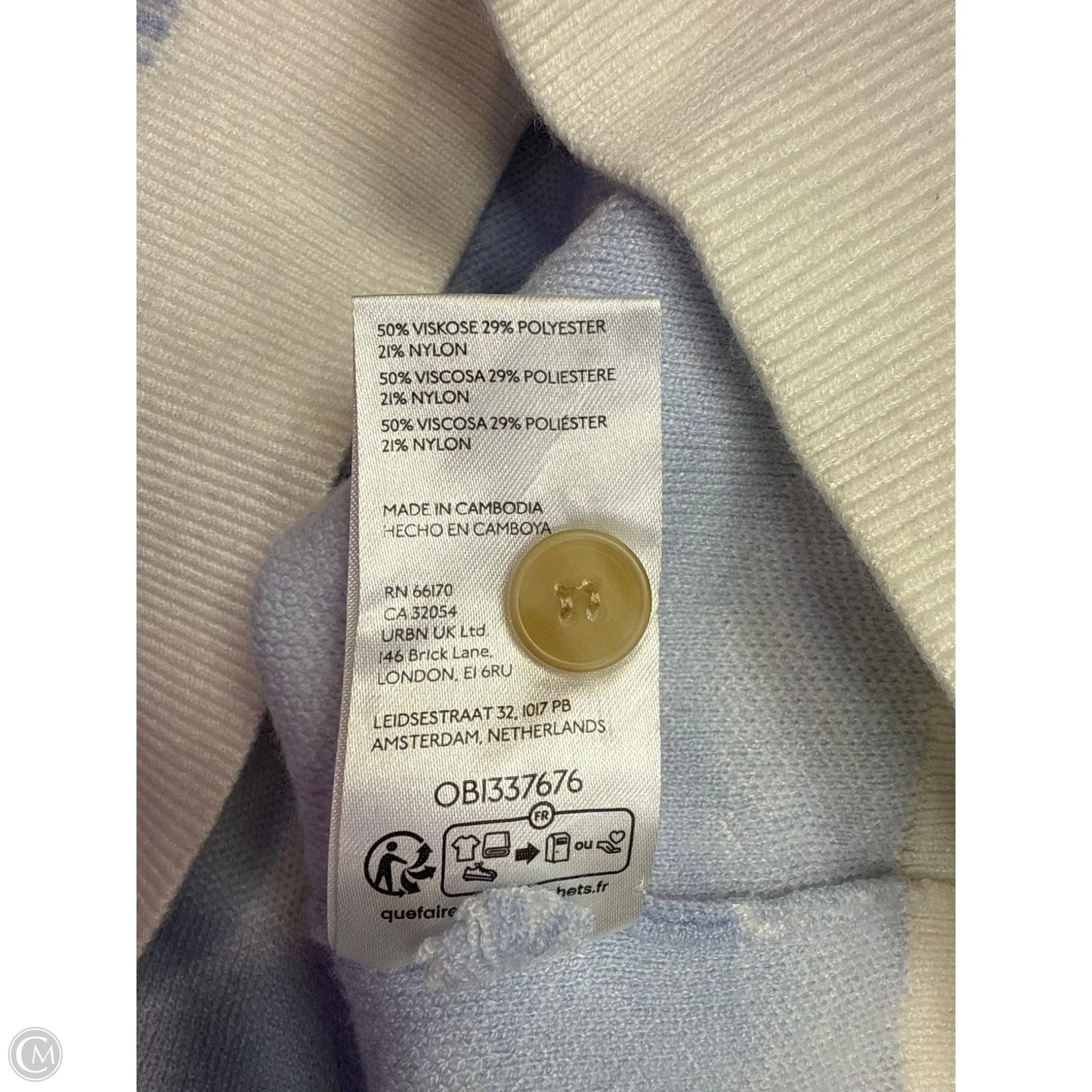 Top Short Sleeve By Maeve In Blue & White, Size: S