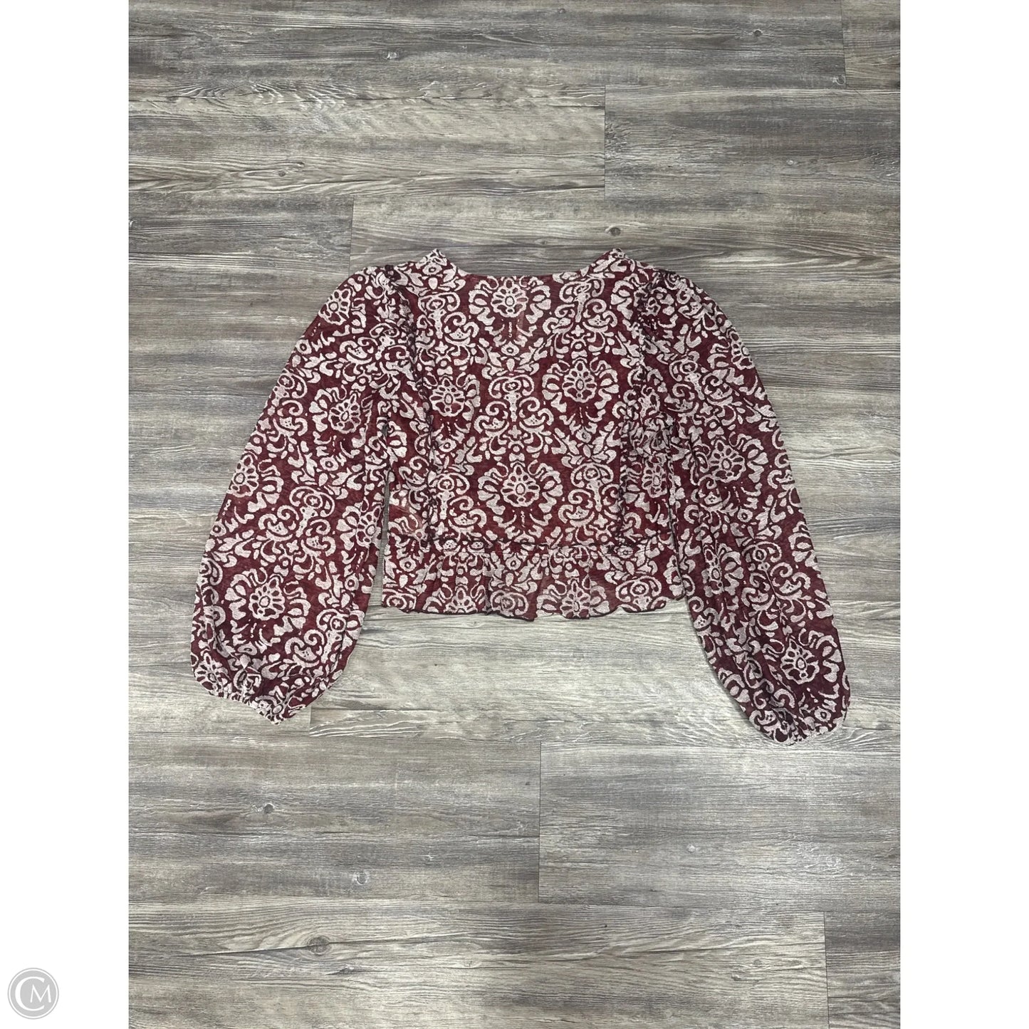 Top Long Sleeve By Anthropologie In Red & White, Size: M