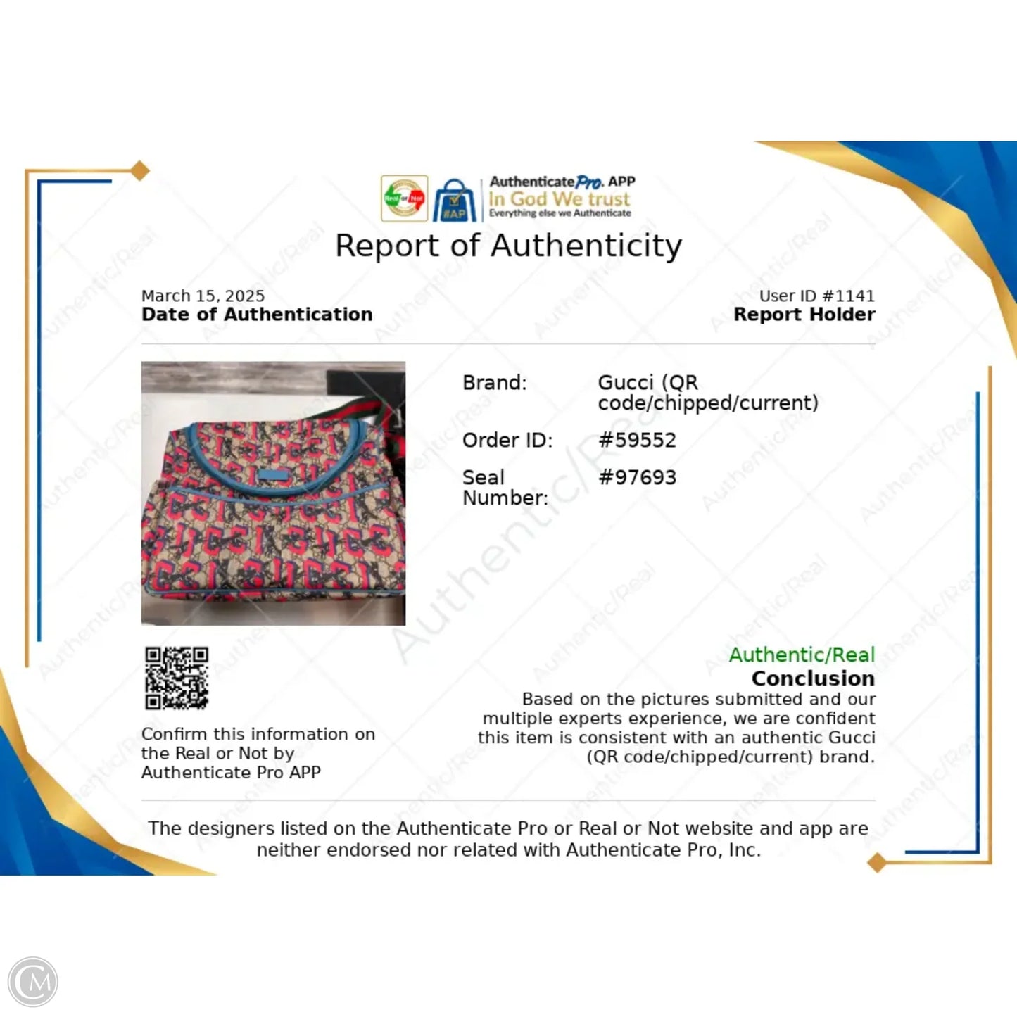 Diaper Bag Luxury Designer By Gucci, Size: Large