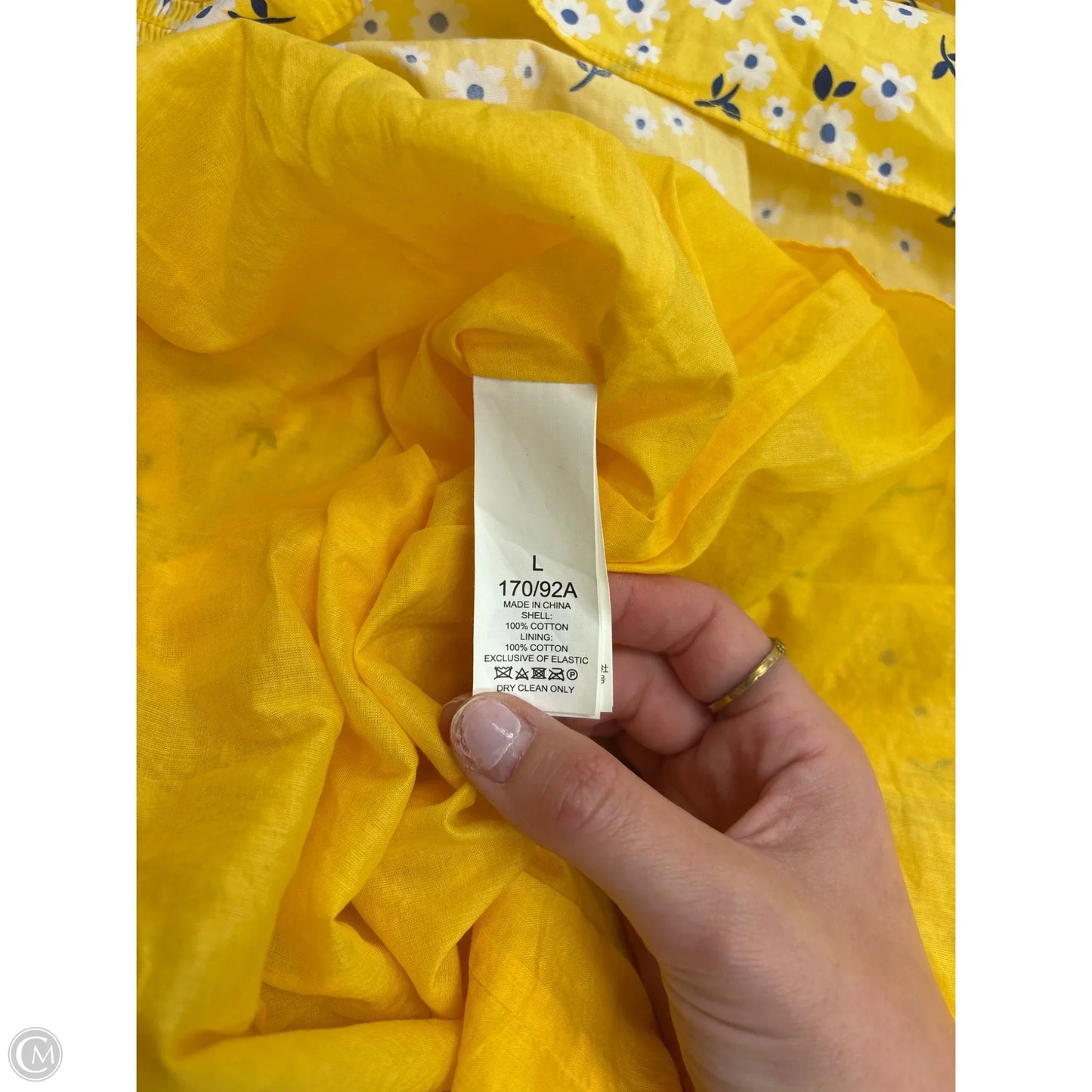 Dress Designer By Kate Spade In White & Yellow, Size: L