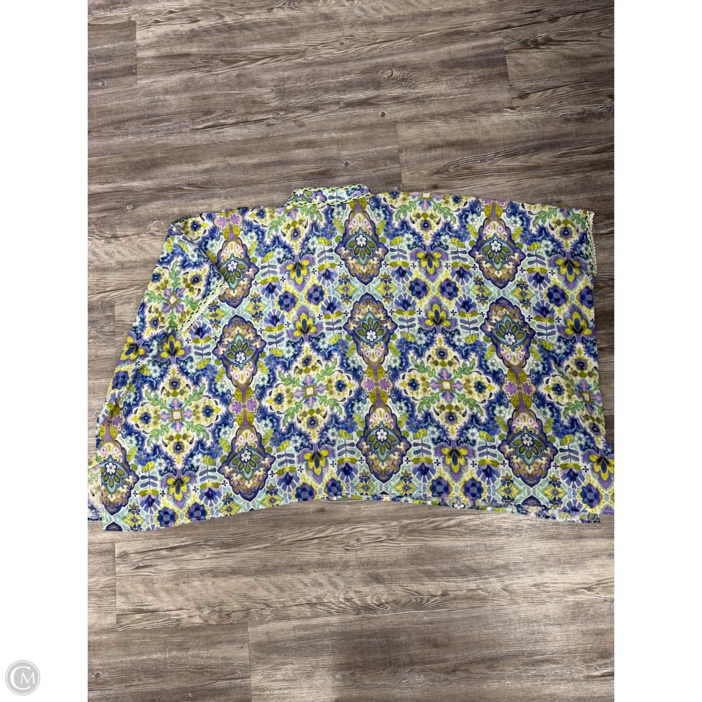 Top Short Sleeve By Johnny Was In Green & Purple, Size: L